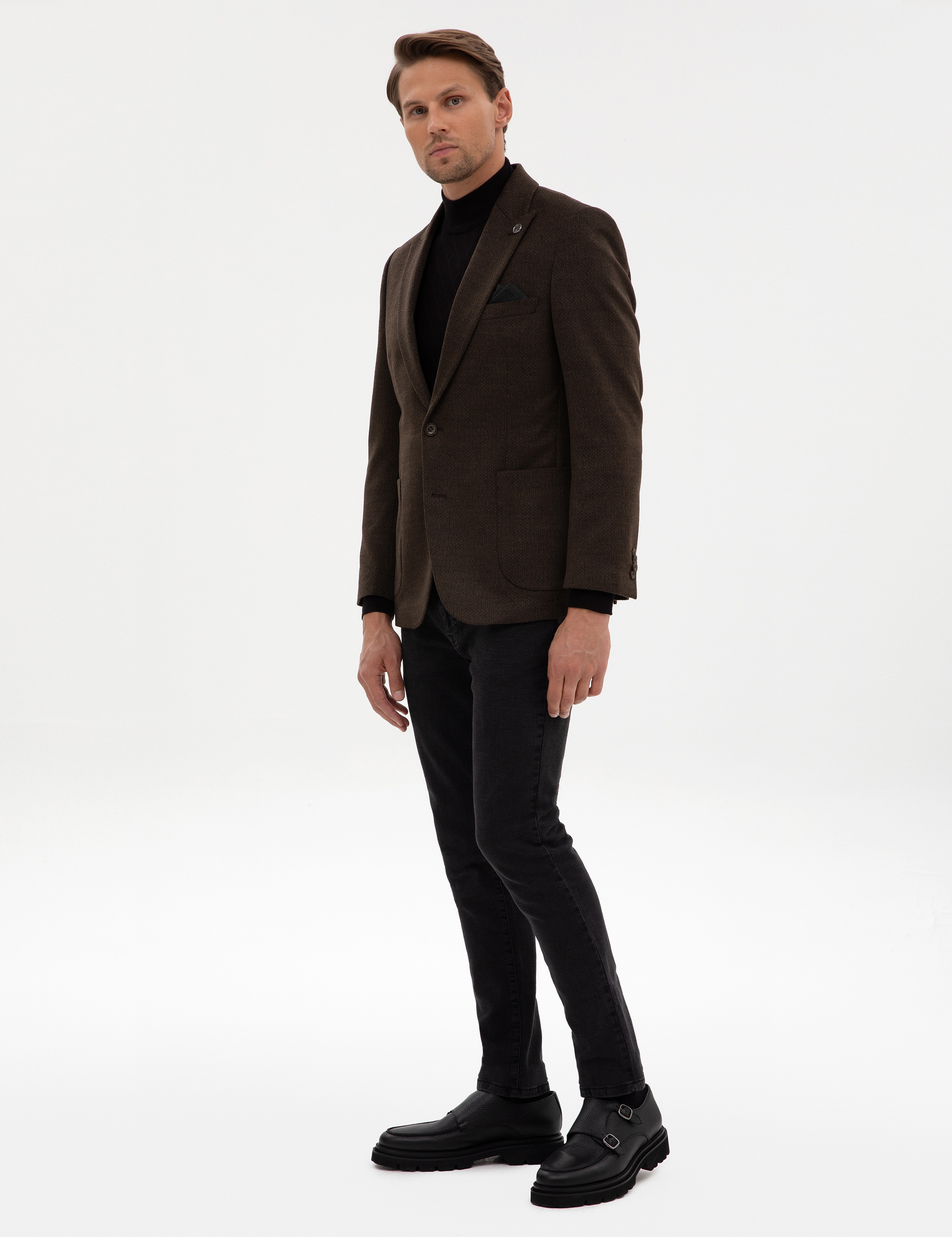 Kahverengi Slim Fit Ceket - Image 4