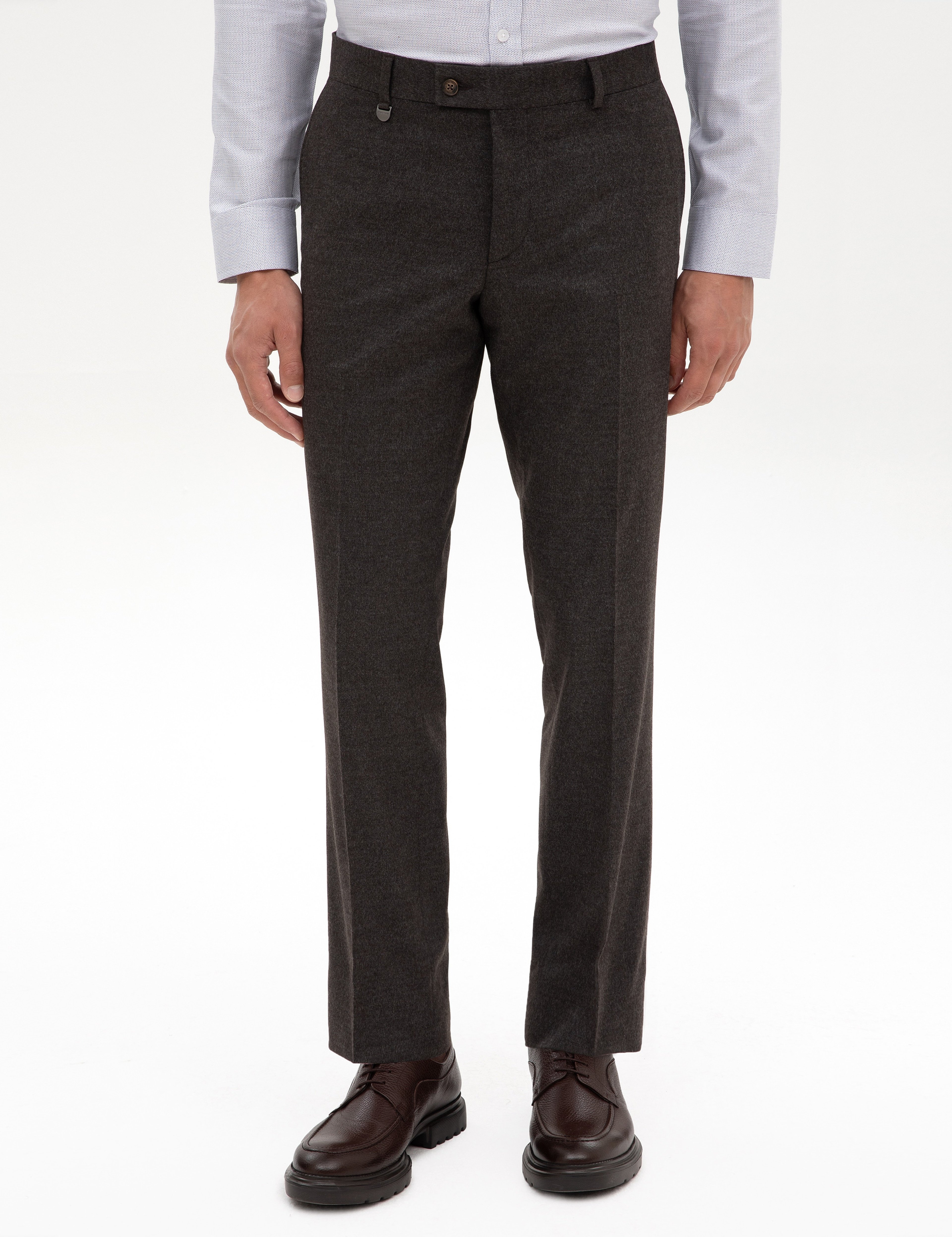 Kahverengi Slim Fit Kumaş Pantolon - Image 2
