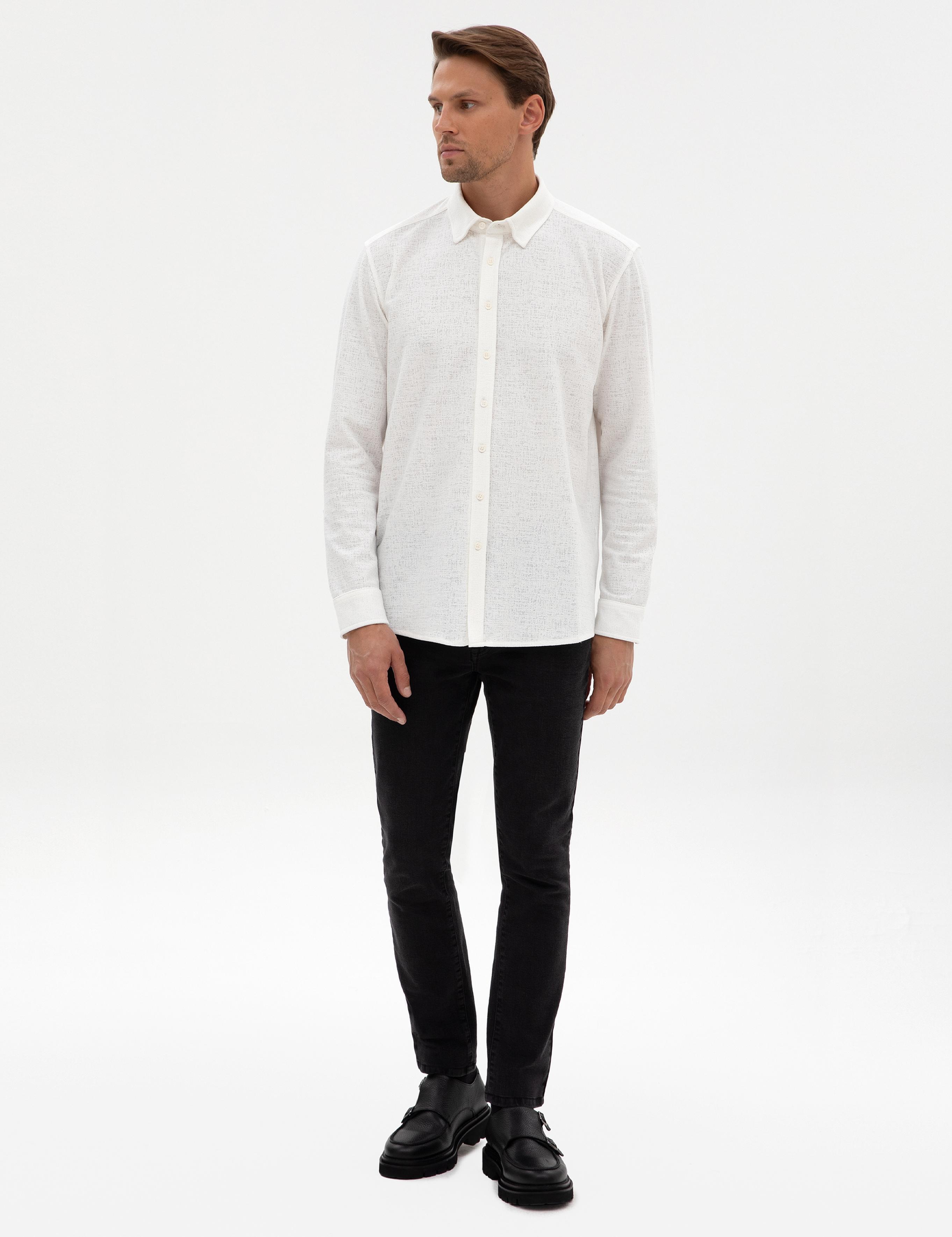 Ekru Regular Fit Örme Gömlek