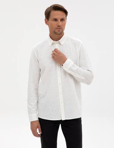 Ekru Regular Fit Örme Gömlek