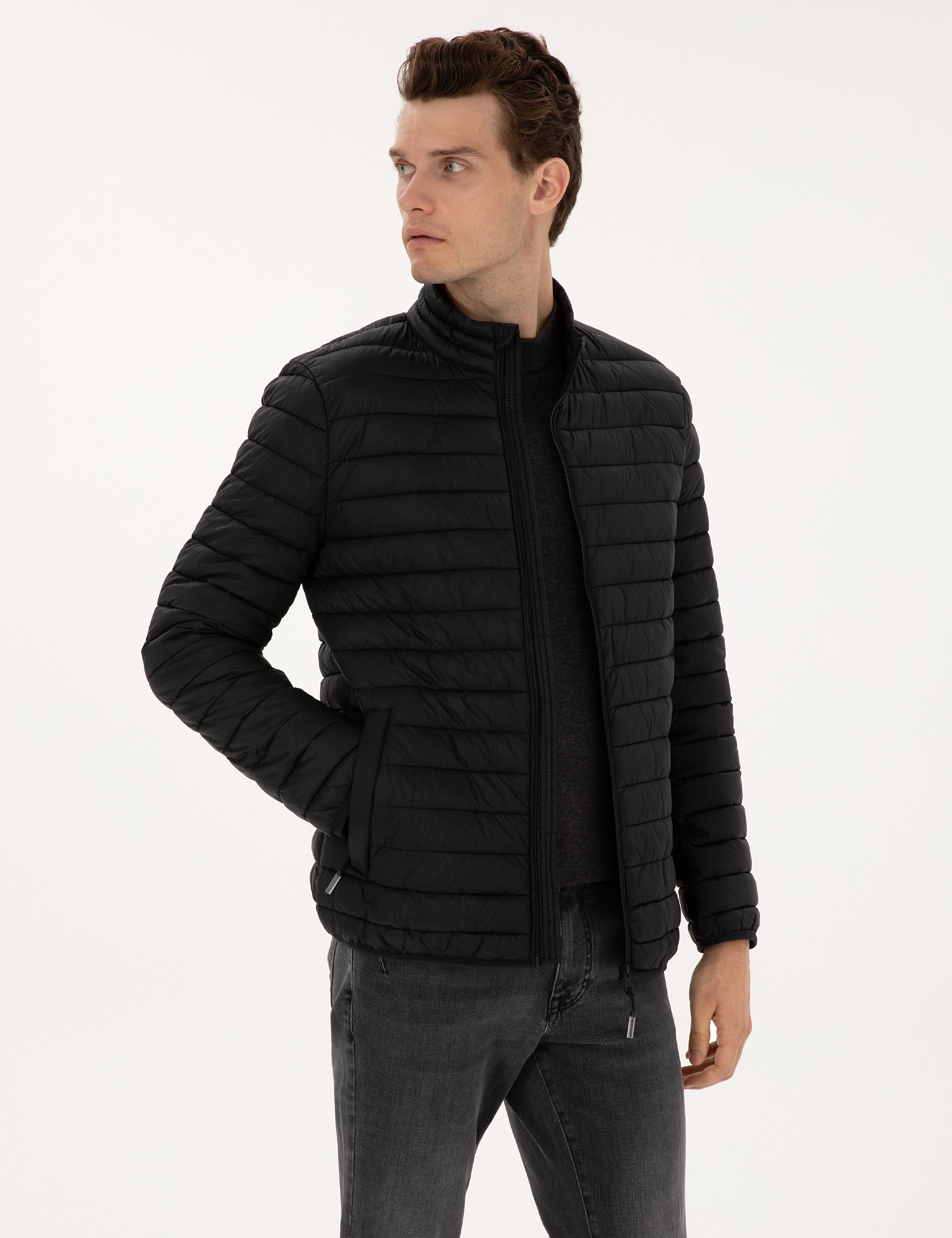 Siyah Kapitone Basic Mont - Image 1