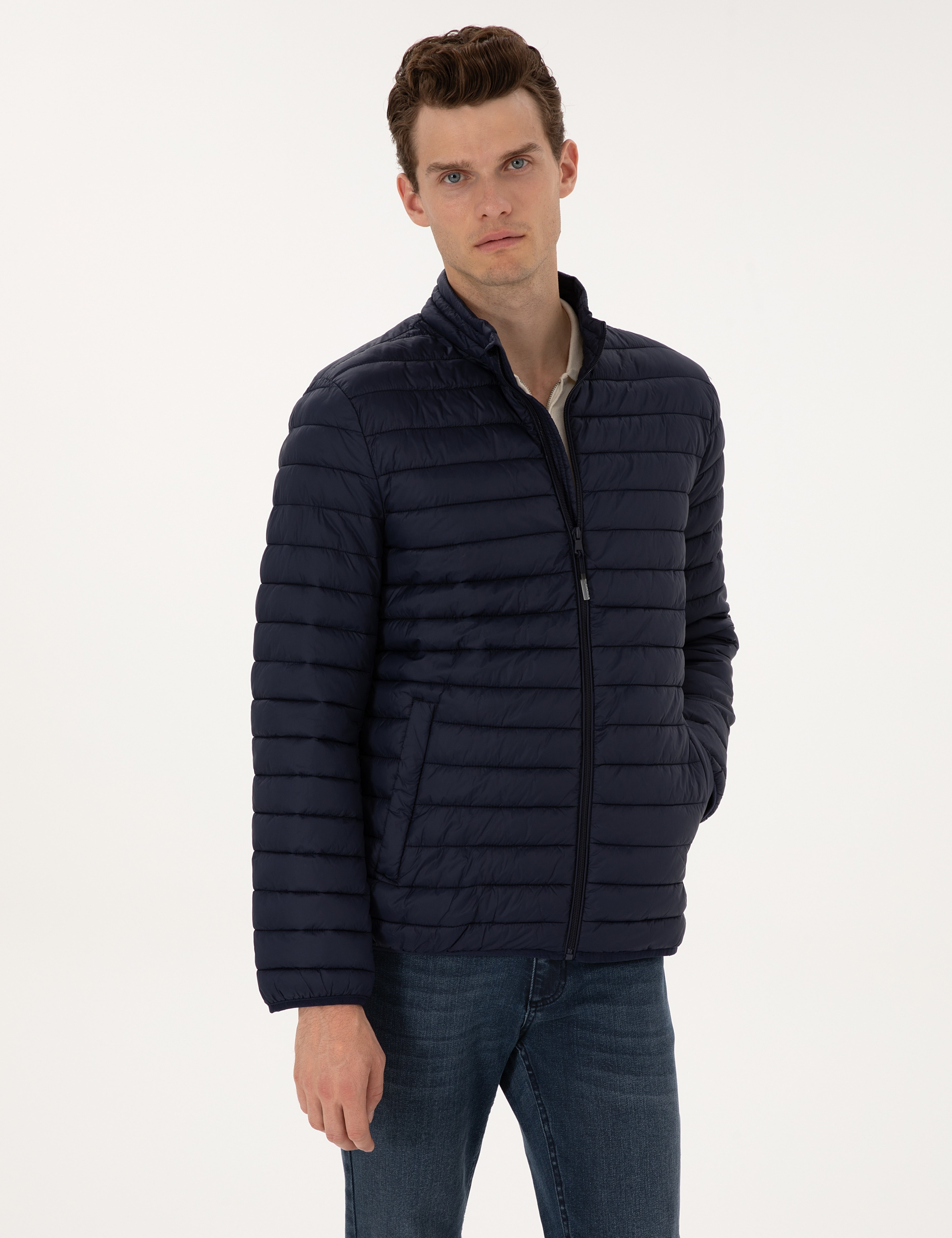 Lacivert Kapitone Basic Mont - Image 1