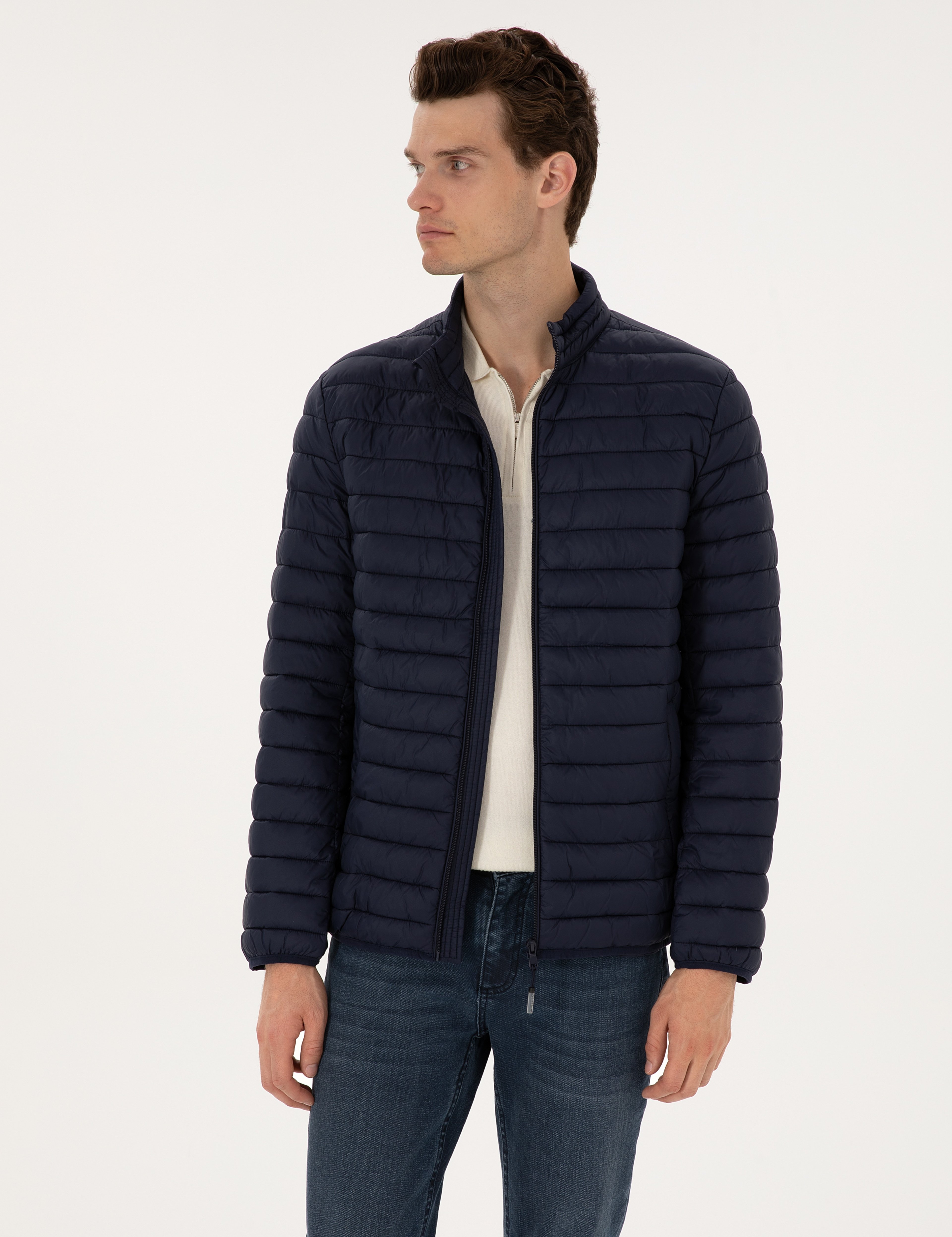 Lacivert Kapitone Basic Mont - Image 3
