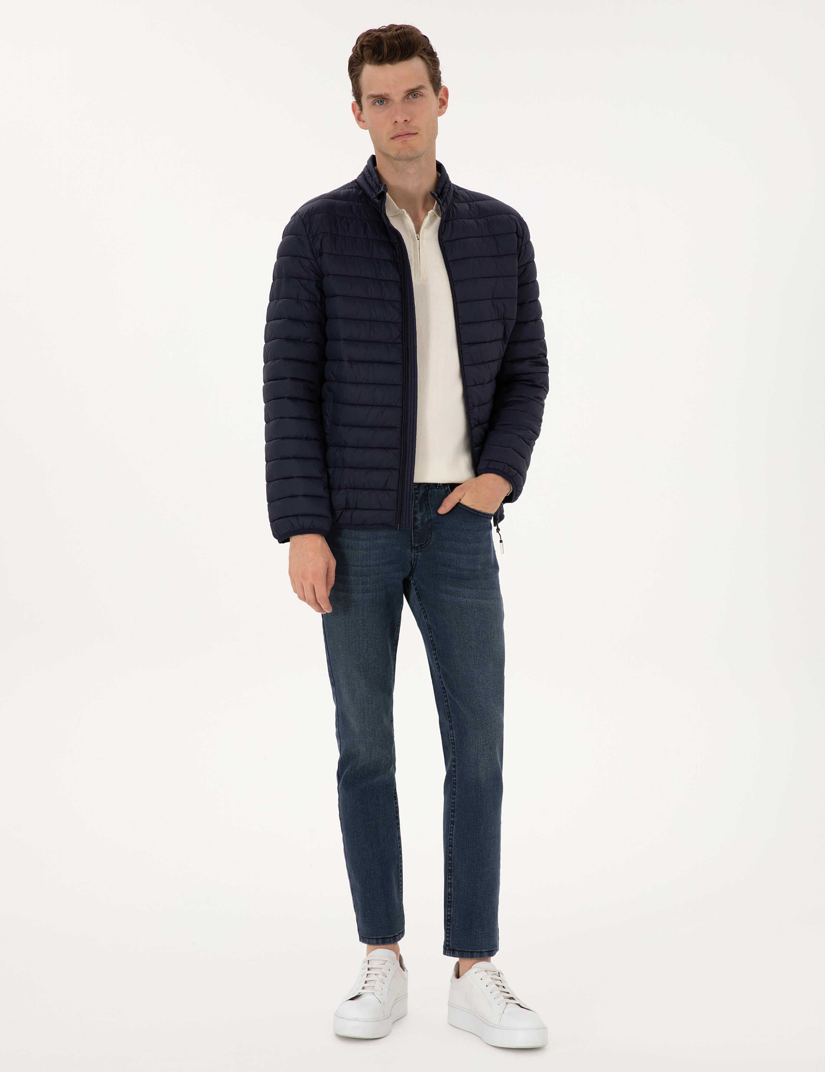 Lacivert Kapitone Basic Mont