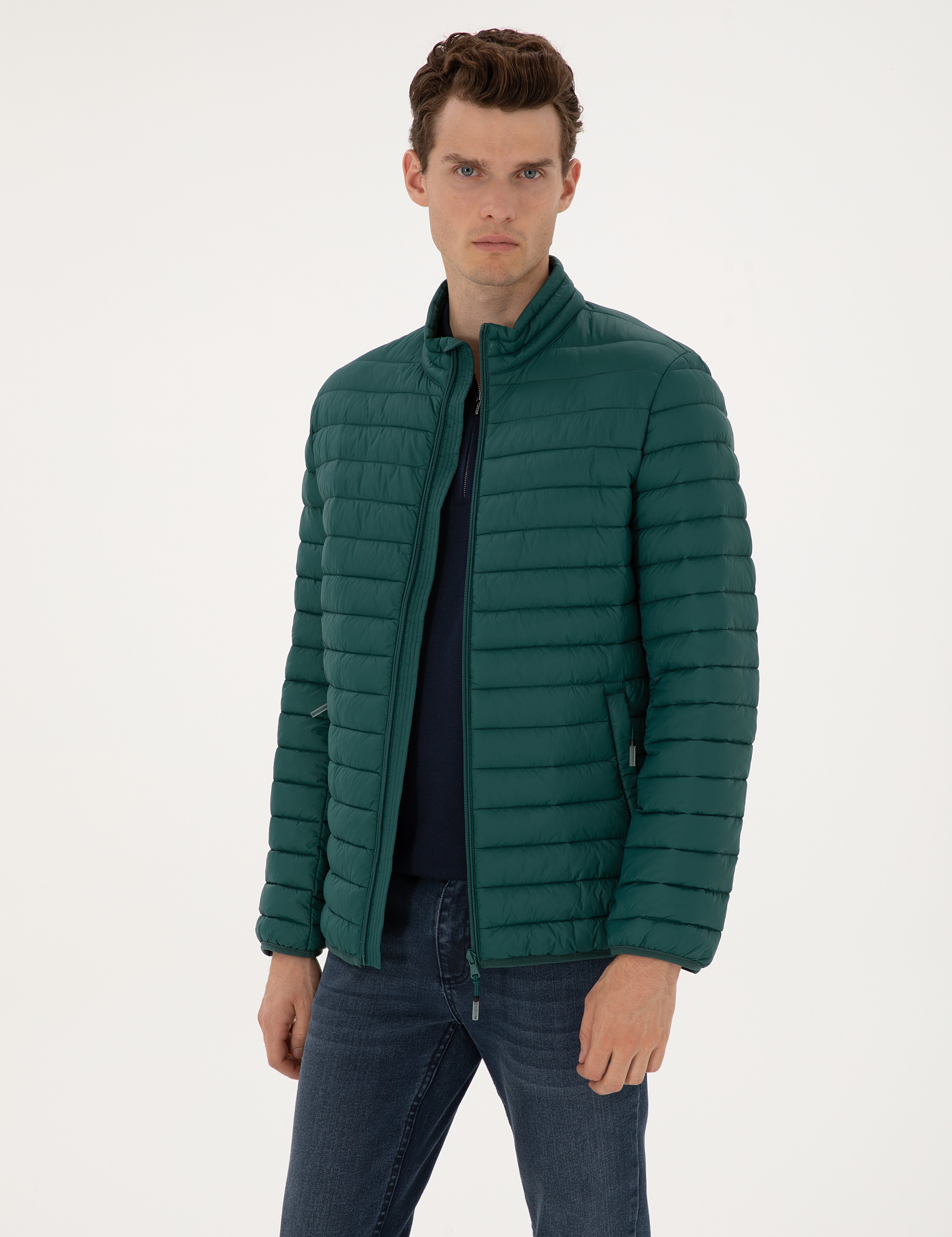 Koyu Yeşil Kapitone Basic Mont - Image 3
