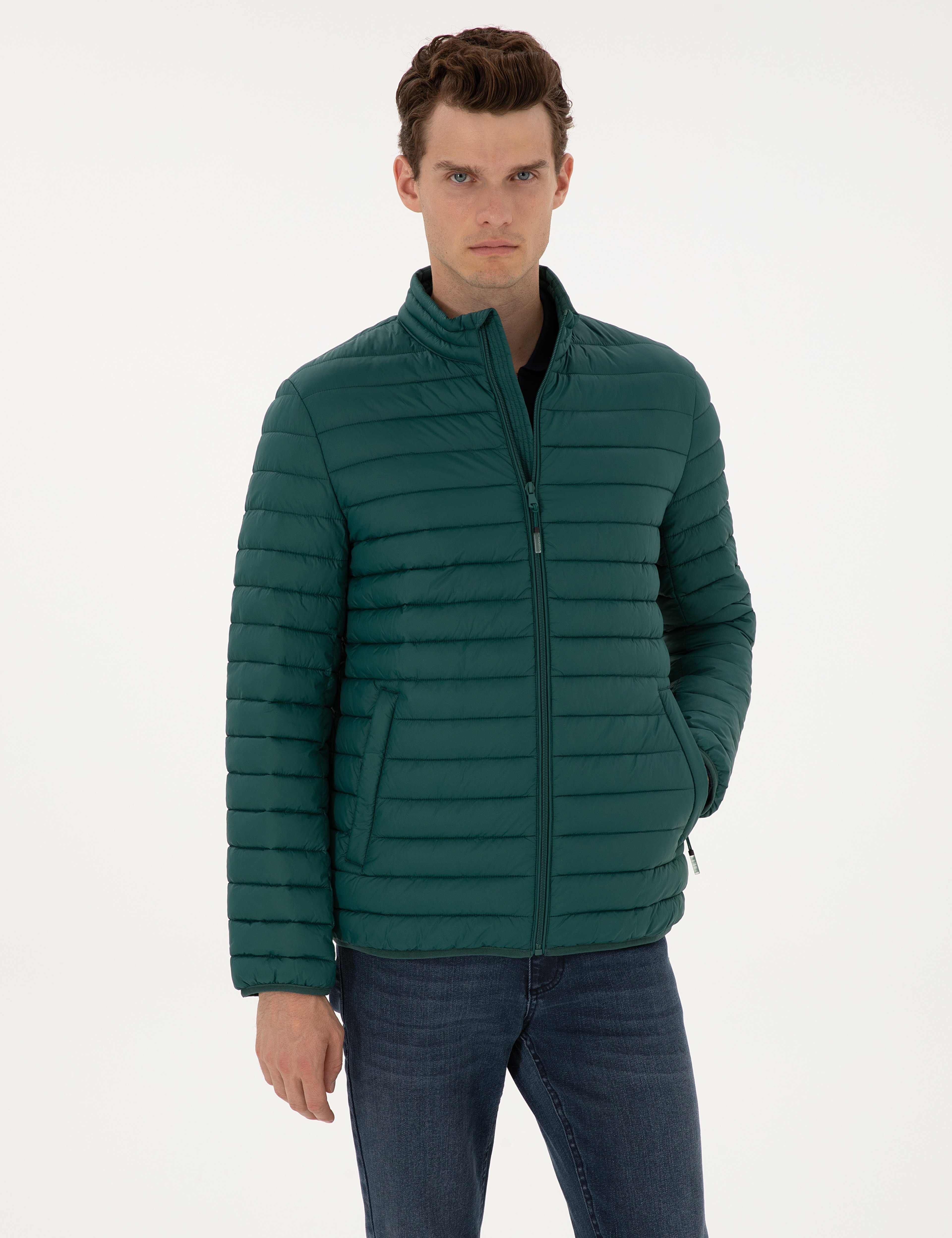 Koyu Yeşil Kapitone Basic Mont - Image 1