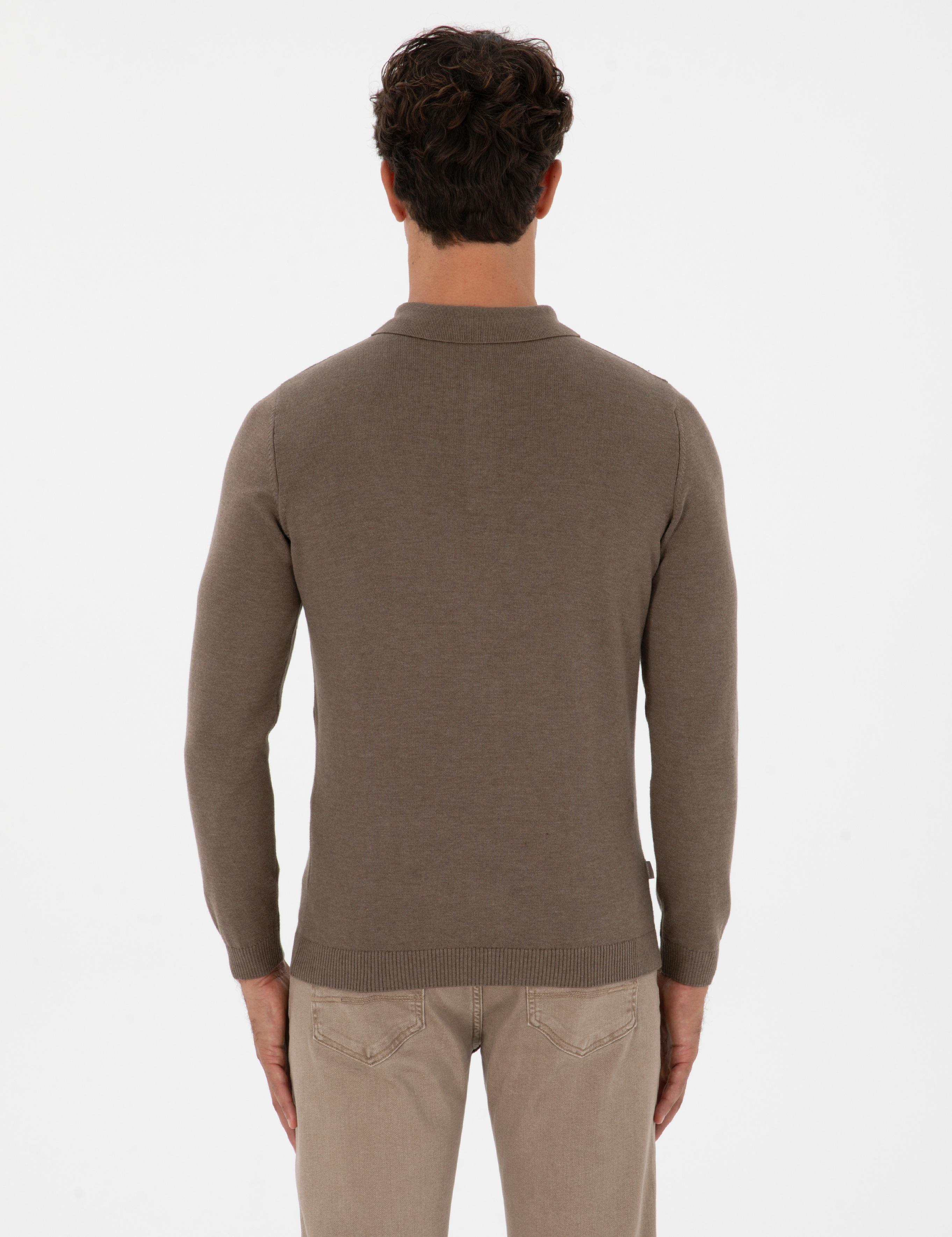 Vizon Melanj Slim Fit Polo Yaka Basic Triko Kazak