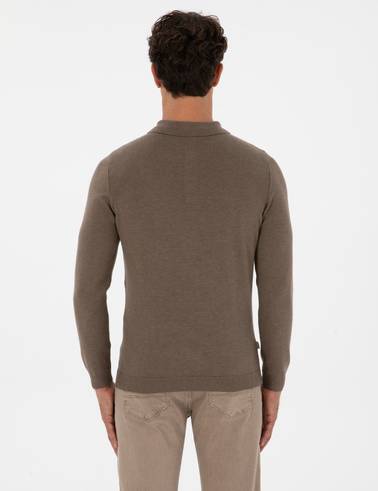 Vizon Melanj Slim Fit Polo Yaka Basic Triko Kazak