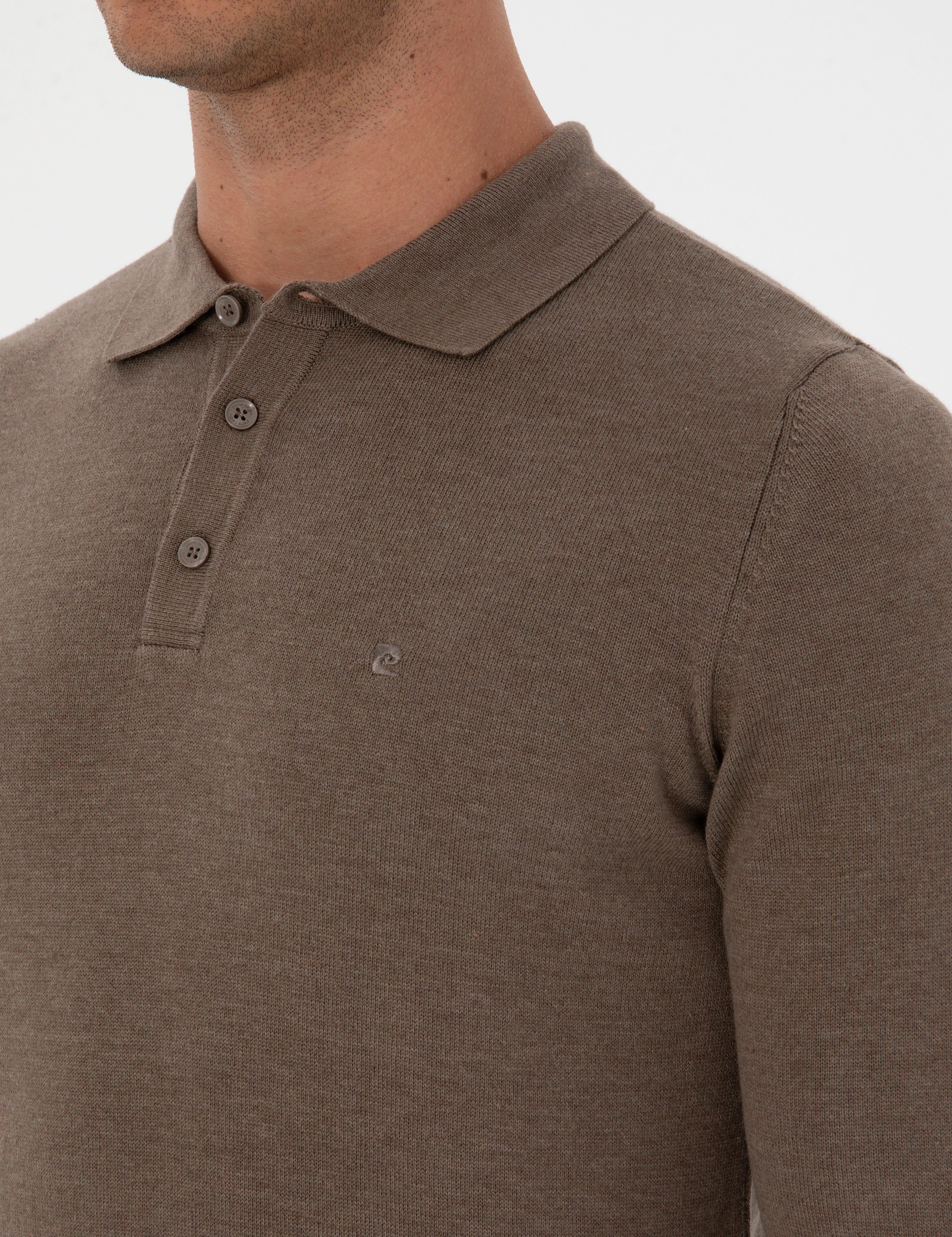 Vizon Melanj Slim Fit Polo Yaka Basic Triko Kazak - Image 7