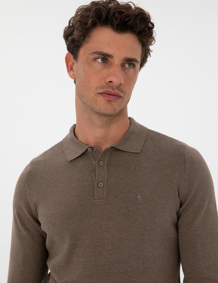 Vizon Melanj Slim Fit Polo Yaka Basic Triko Kazak - 50315405033