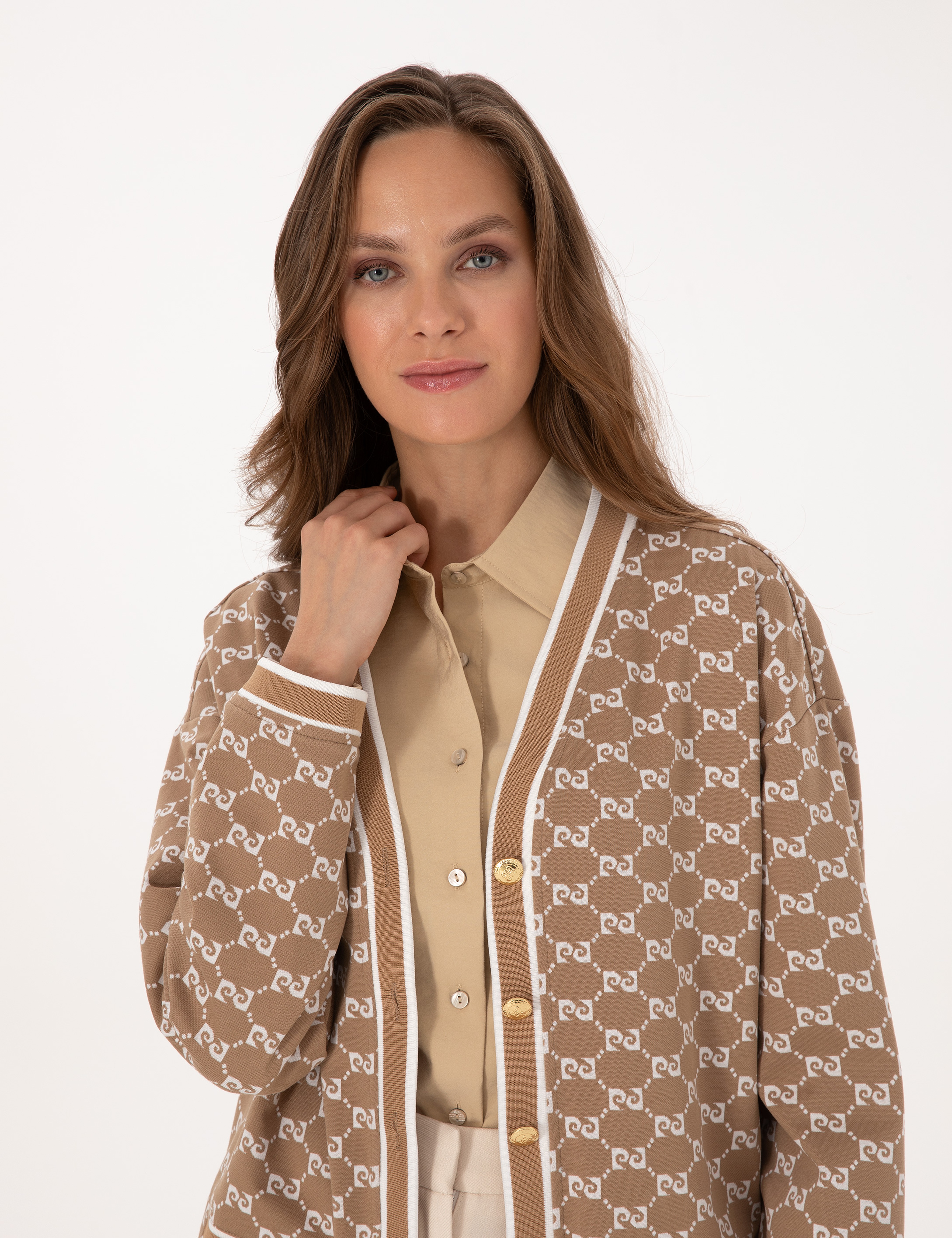Bej Comfort Fit Örme Hırka - Image 2