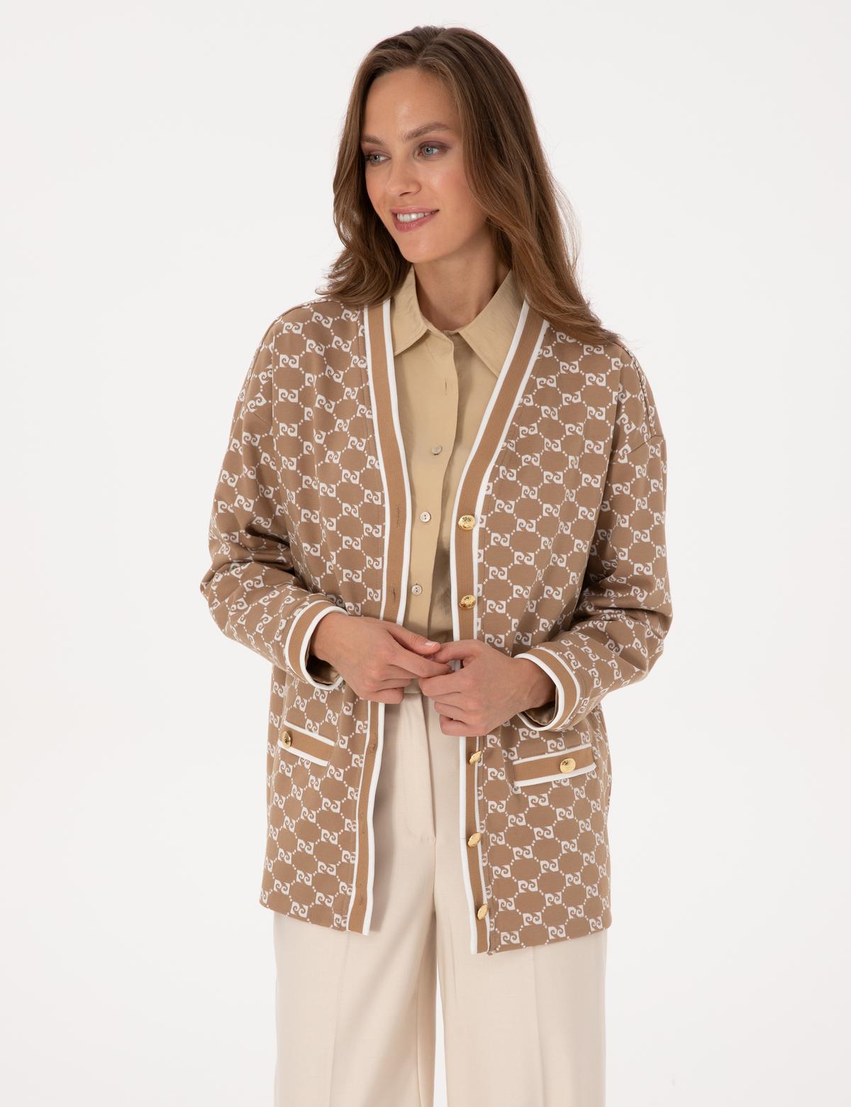 Bej Comfort Fit Örme Hırka