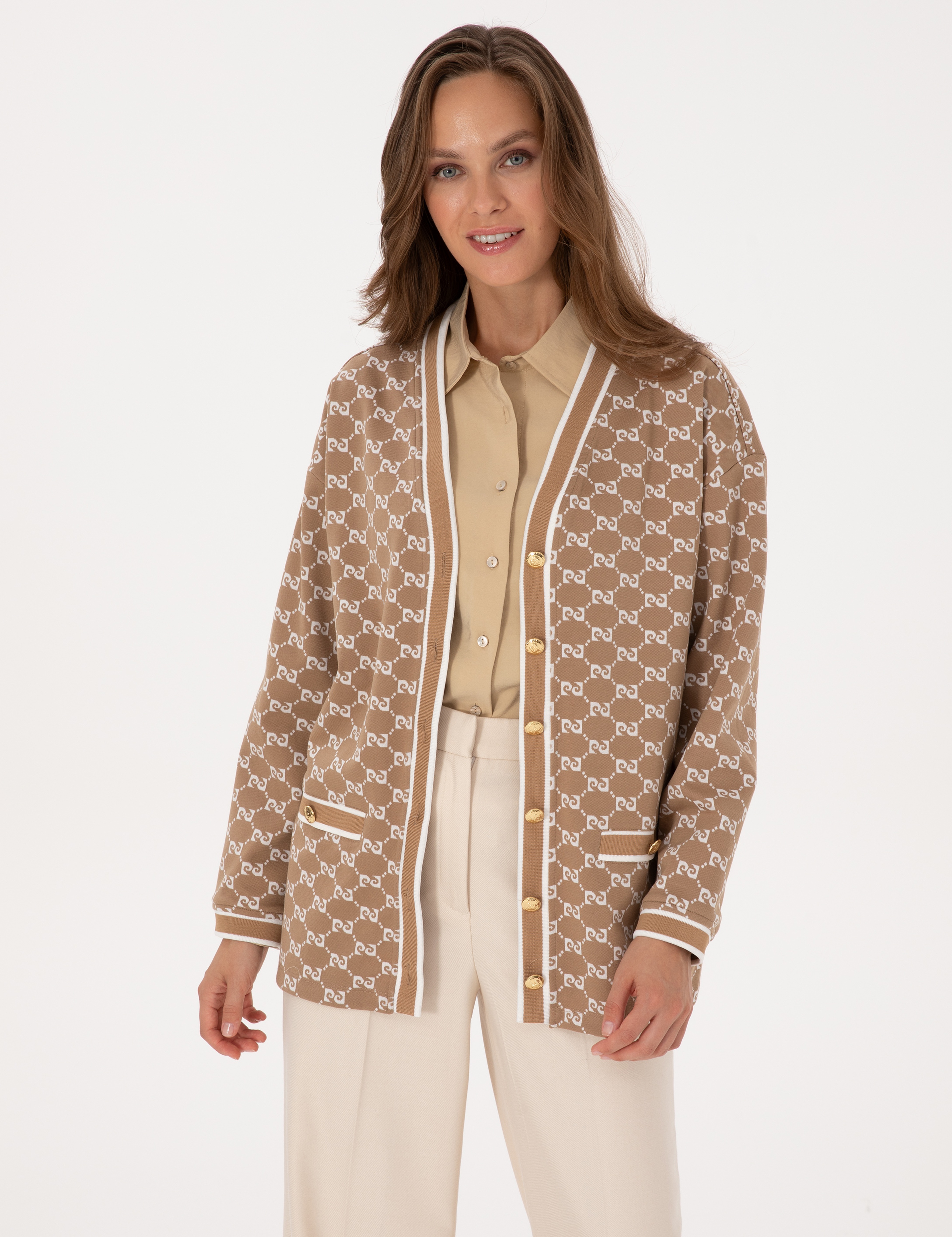 Bej Comfort Fit Örme Hırka - Image 3