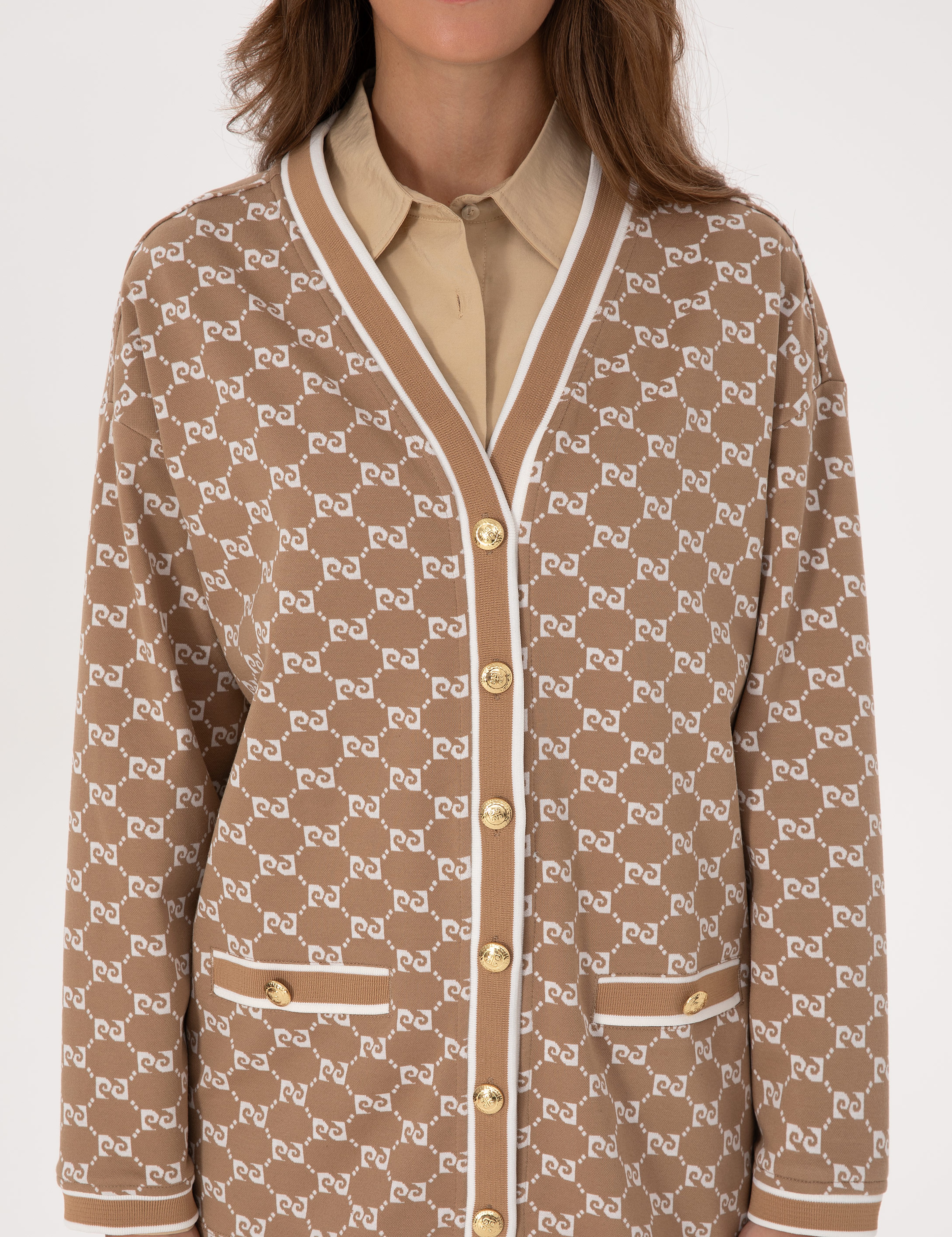 Bej Comfort Fit Örme Hırka - Image 6
