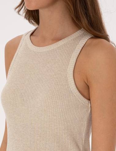 Ekru Ex. Slim Fit Örme Bluz
