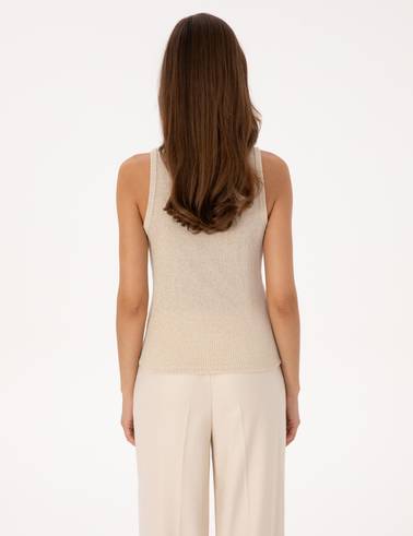 Ekru Ex. Slim Fit Örme Bluz