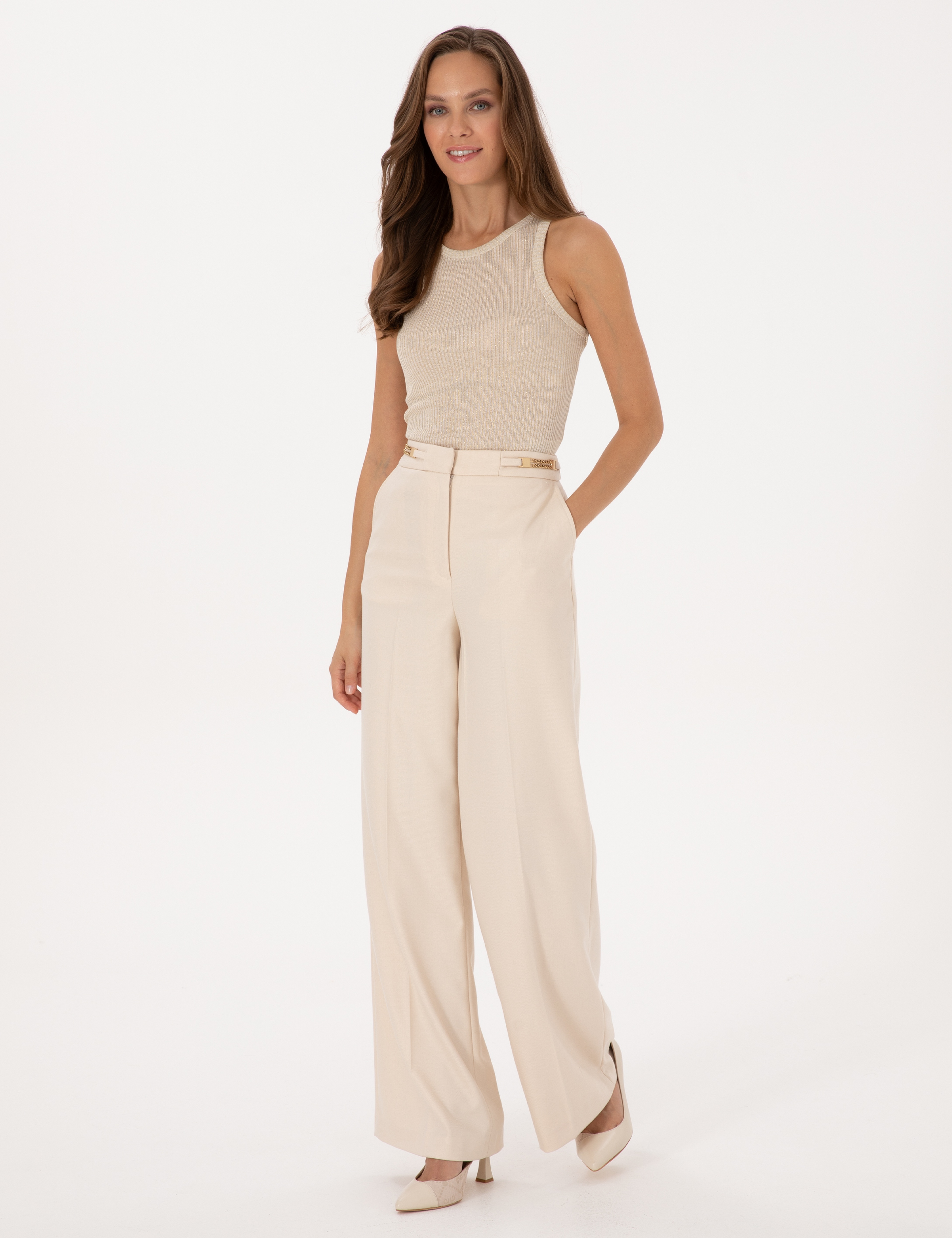 Ekru Extra Slim Fit Örme Bluz - Image 4