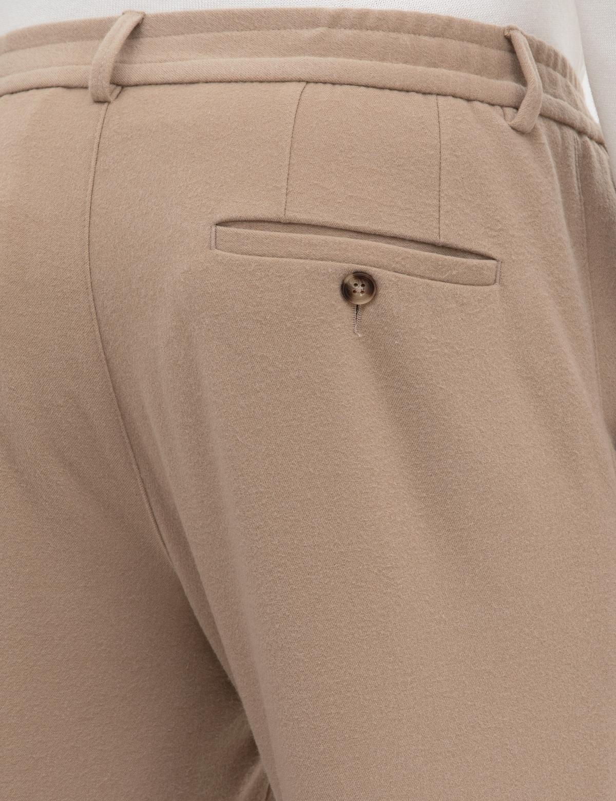 Bej Slim Fit Flanel Dokulu Kumaş Pantolon - 50317639111