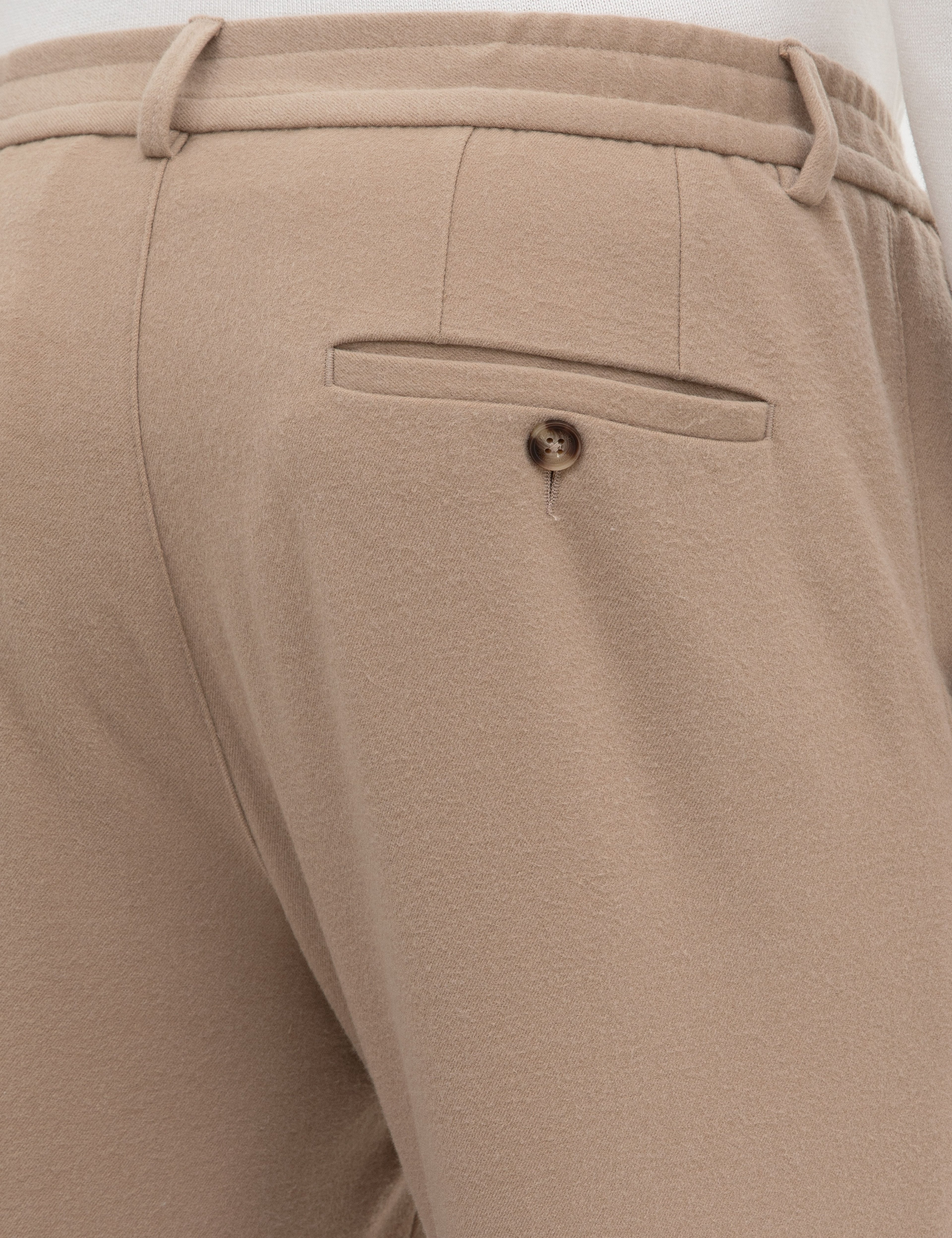 Bej Slim Fit Flanel Dokulu Kumaş Pantolon - Image 6