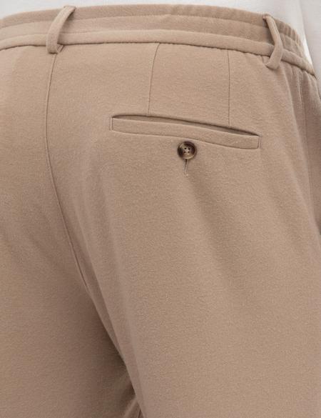 Bej Slim Fit Flanel Dokulu Kumaş Pantolon - 50317639111