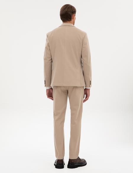 Bej Slim Fit Flanel Dokulu Kumaş Pantolon - 50317639111