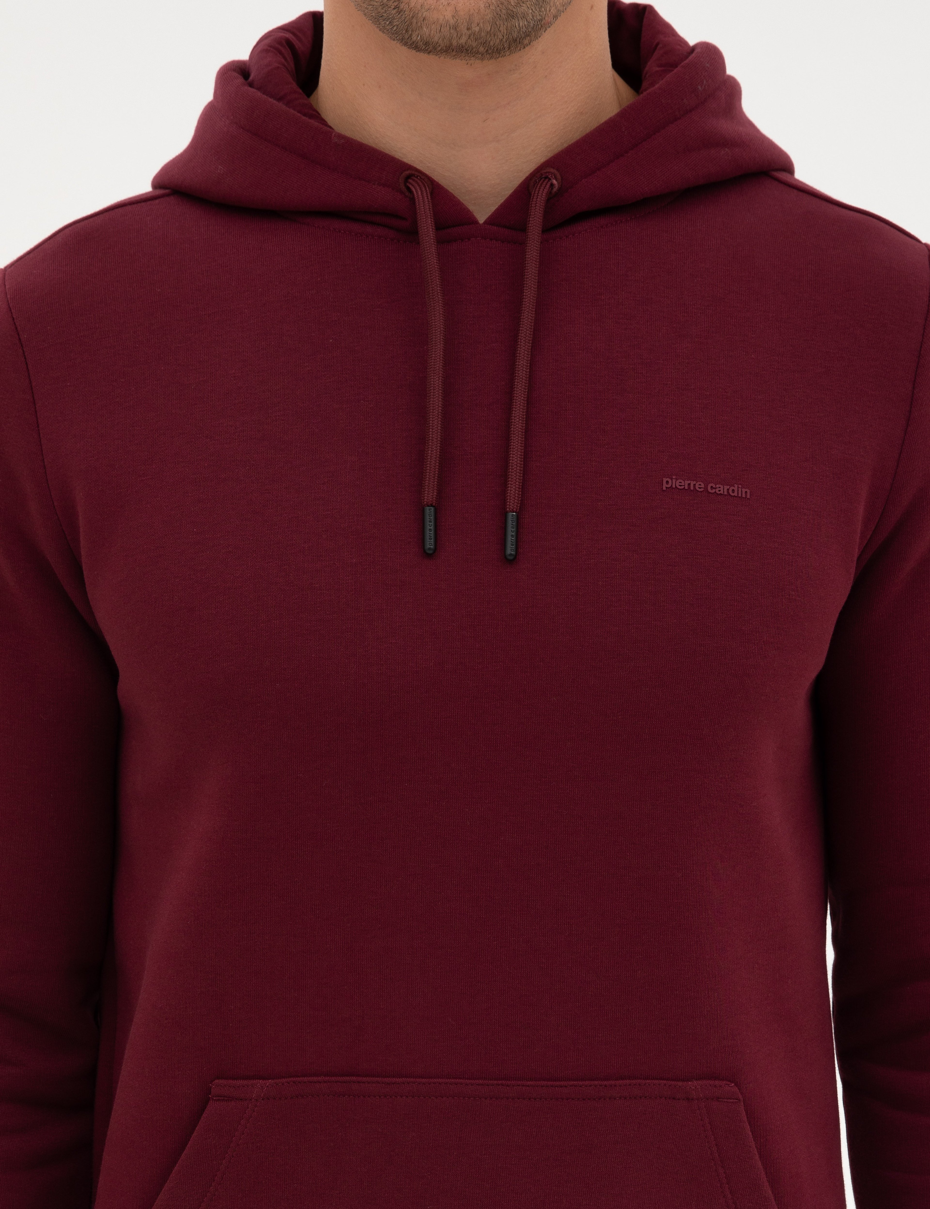 Bordo 2 İplik Regular Fit Kapüşonlu Basic Sweatshirt
