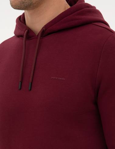 Bordo 2 İplik Regular Fit Kapüşonlu Basic Sweatshirt