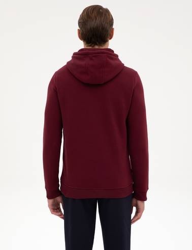Bordo 2 İplik Regular Fit Kapüşonlu Basic Sweatshirt