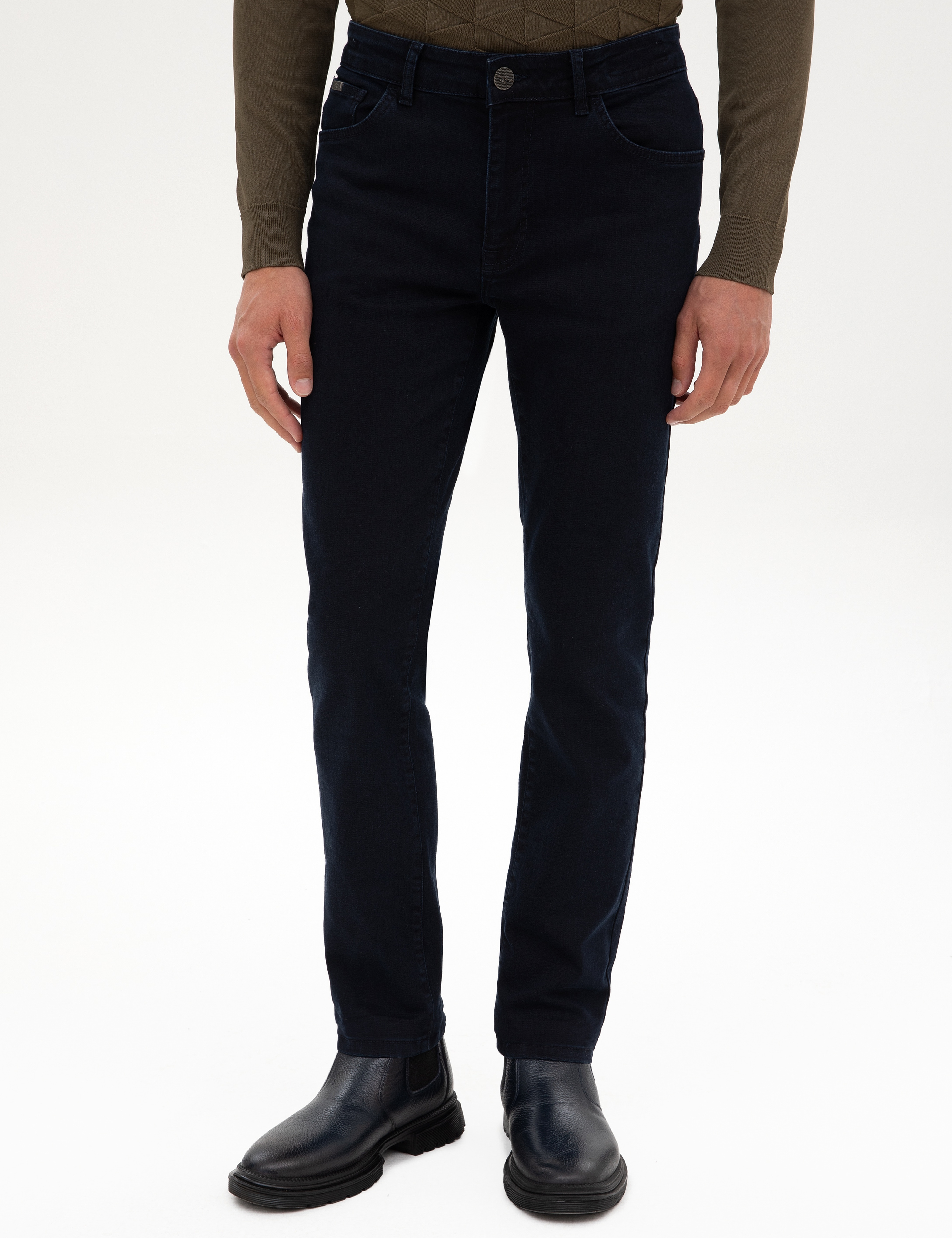 Koyu Lacivert Slim Fit Jean Pantolon - Image 2