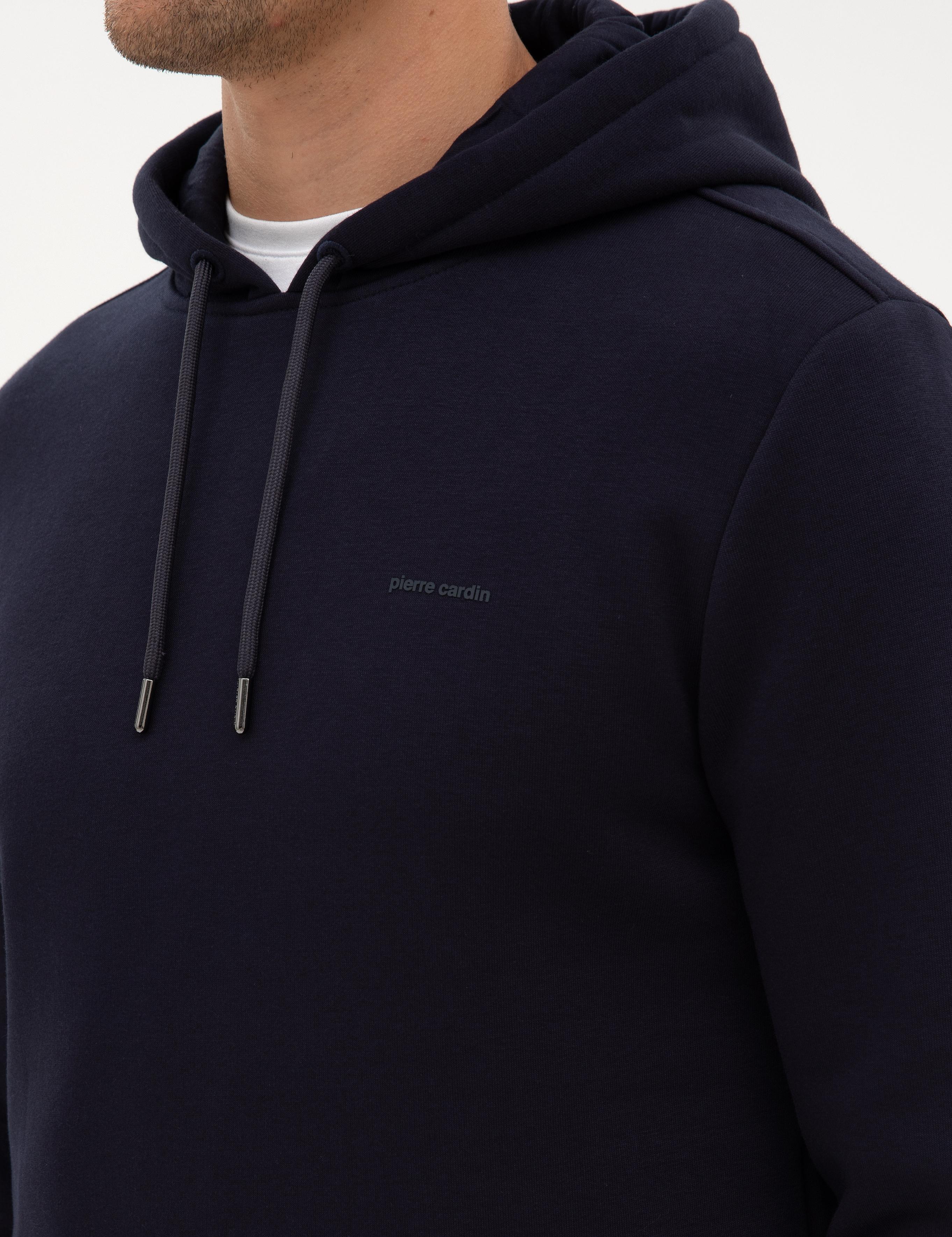 Lacivert 2 İplik Regular Fit İçi Polarlı Kapüşonlu Basic Sweatshirt