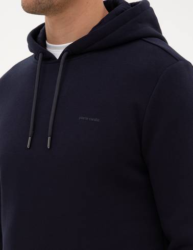 Lacivert 2 İplik Regular Fit Kapüşonlu Basic Sweatshirt