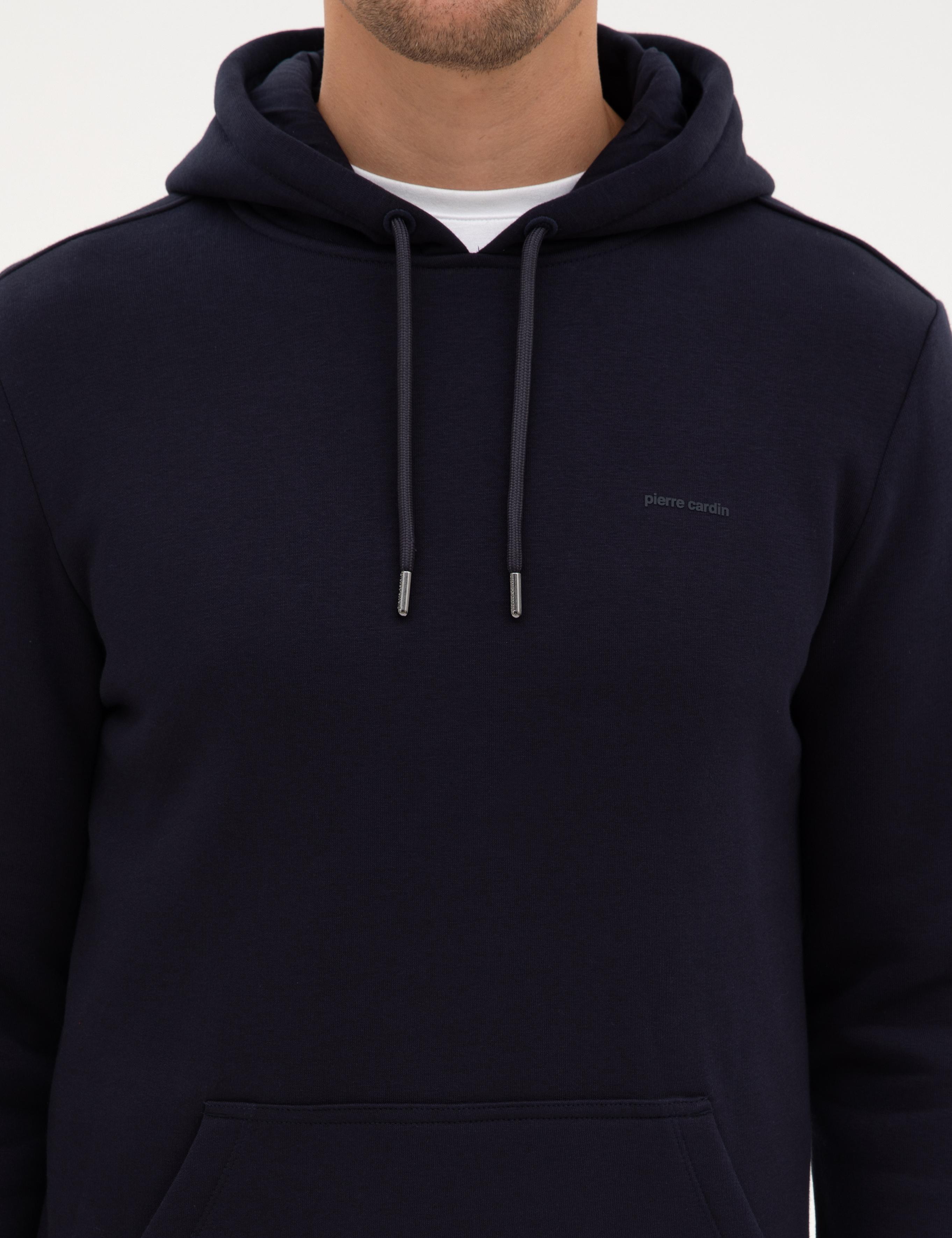 Lacivert 2 İplik Regular Fit İçi Polarlı Kapüşonlu Basic Sweatshirt