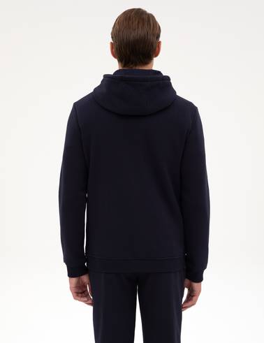 Lacivert 2 İplik Regular Fit Kapüşonlu Basic Sweatshirt