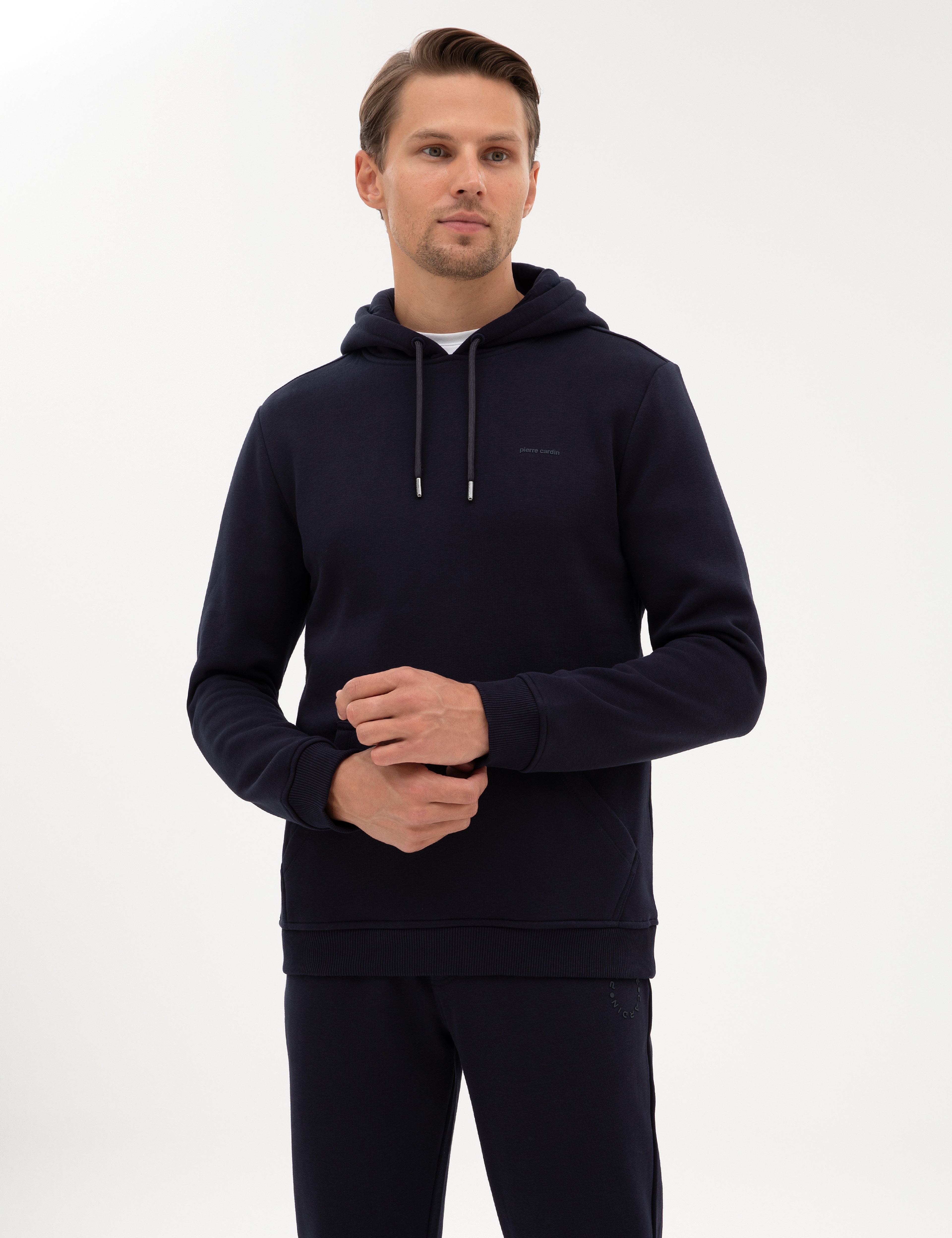 Lacivert 2 İplik Regular Fit Kapüşonlu Basic Sweatshirt