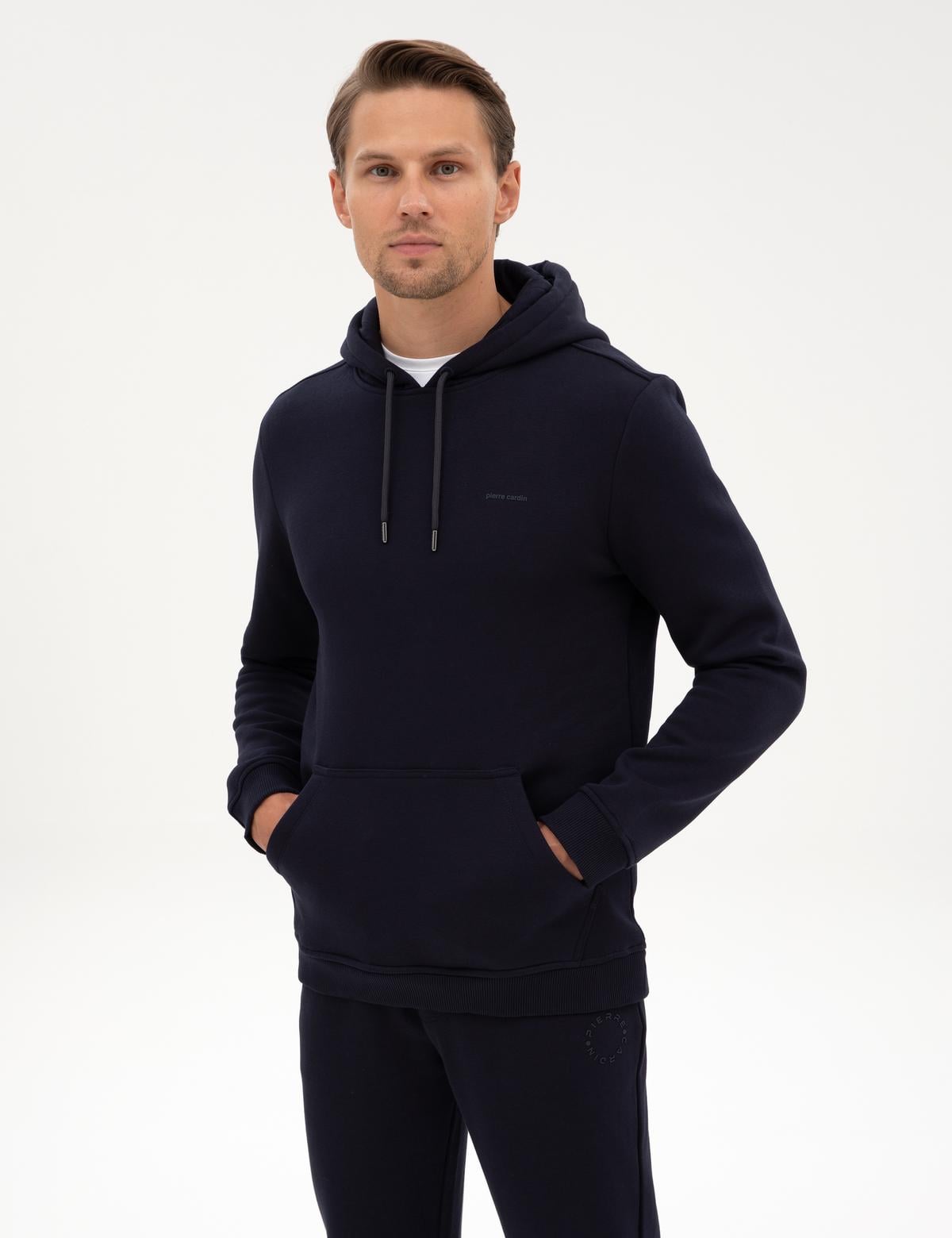 Lacivert 2 İplik Regular Fit İçi Polarlı Kapüşonlu Basic Sweatshirt - 50314055003