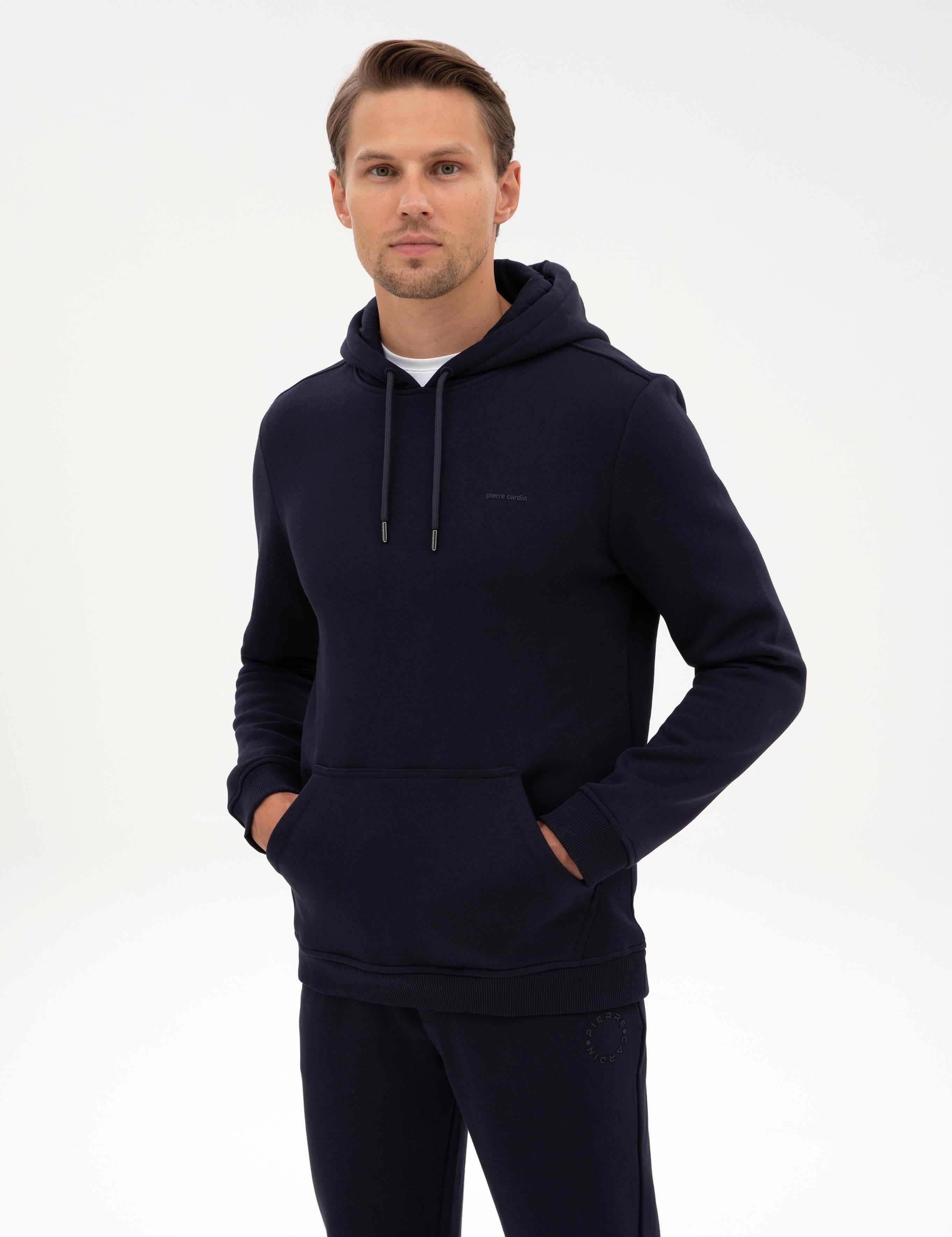Lacivert 2 İplik Regular Fit İçi Polarlı Kapüşonlu Basic Sweatshirt