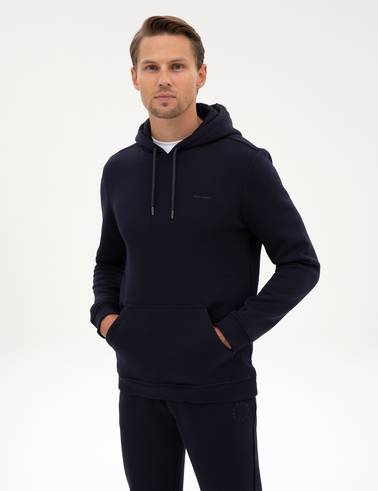 Lacivert 2 İplik Regular Fit Kapüşonlu Basic Sweatshirt