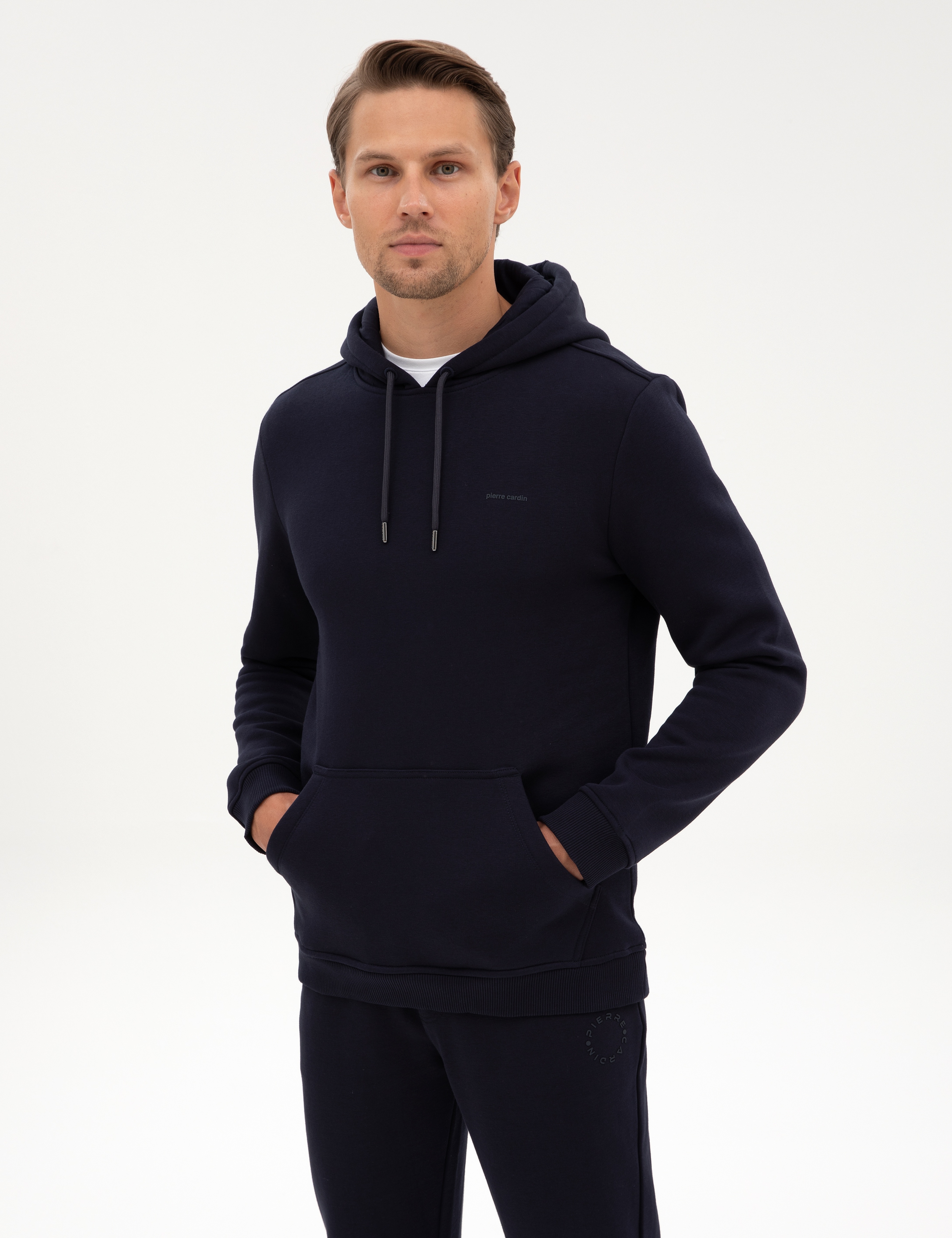 Lacivert 2 İplik Regular Fit Kapüşonlu Basic Sweatshirt