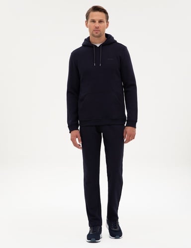Lacivert Slim Fit 3 İplik Düz Paça Eşofman Altı