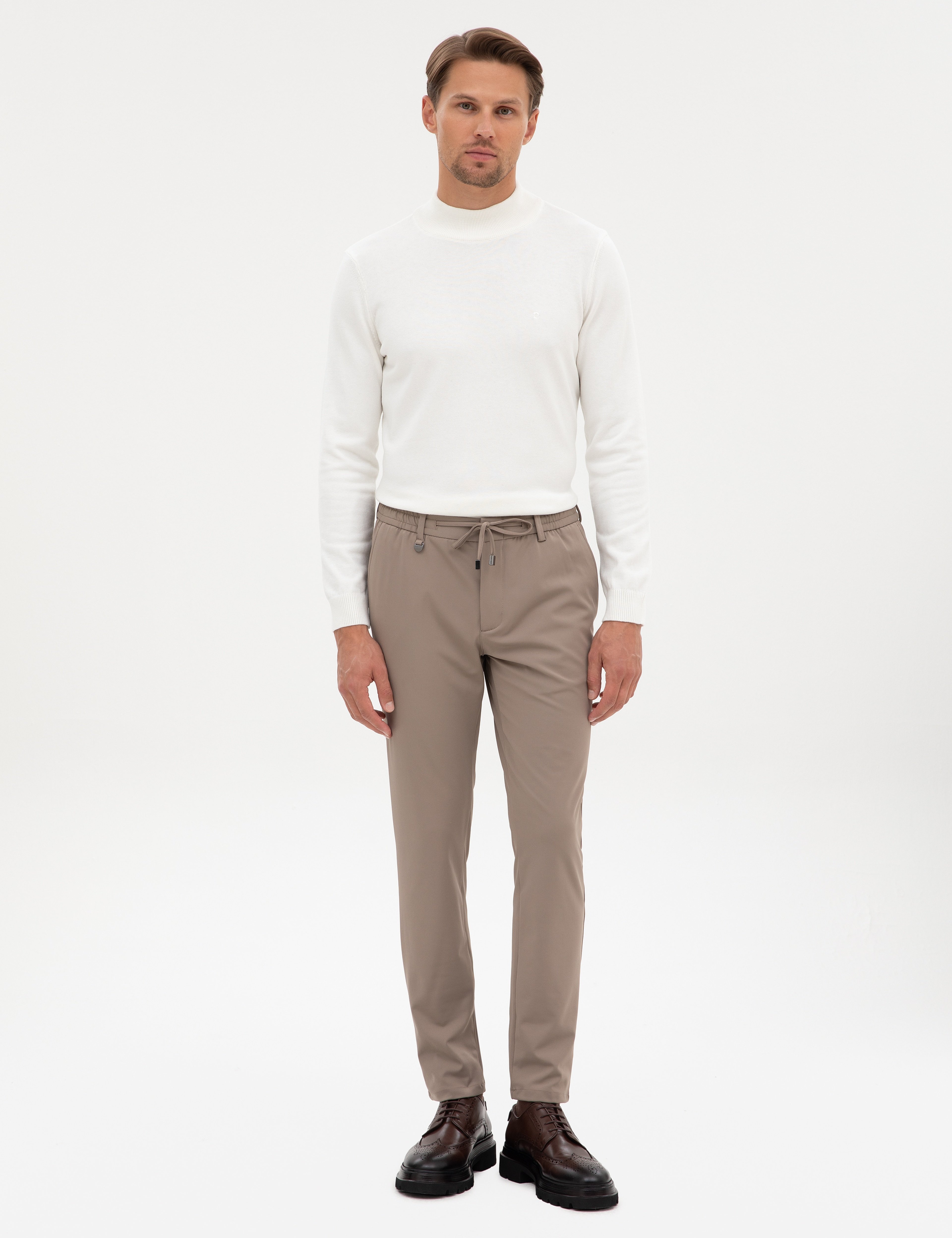 Bej Slim Fit Klasik Jogger Pantolon