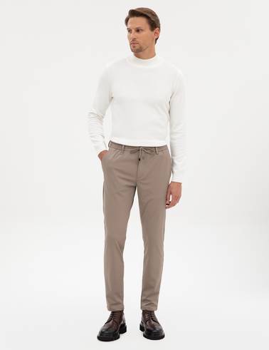 Bej Slim Fit Klasik Jogger Pantolon