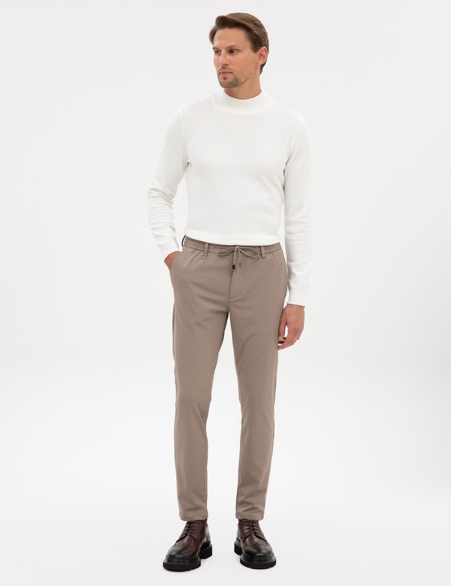 Bej Slim Fit Klasik Jogger Pantolon