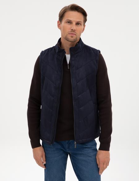 Lacivert Suni Deri Yelek - 50318040003