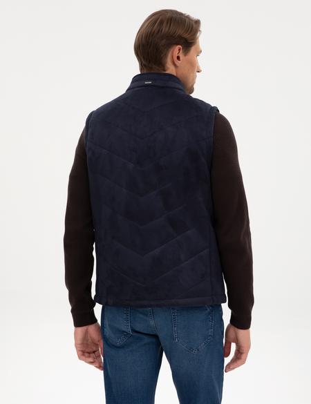 Lacivert Suni Deri Yelek - 50318040003