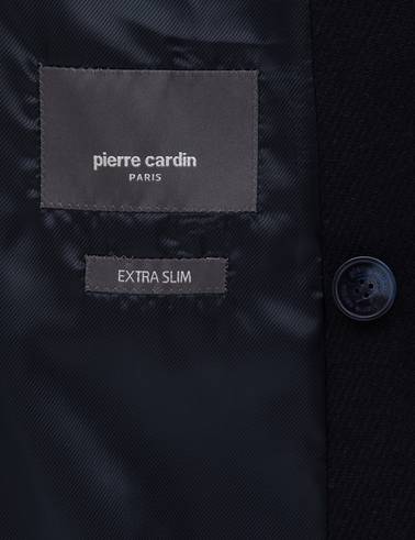 Lacivert Ex. Slim Fit Yün Karışımlı Kruvaze Ceket