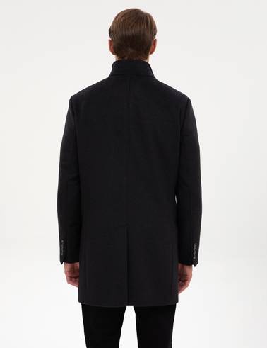Antrasit Slim Fit Yün Karışımlı Palto