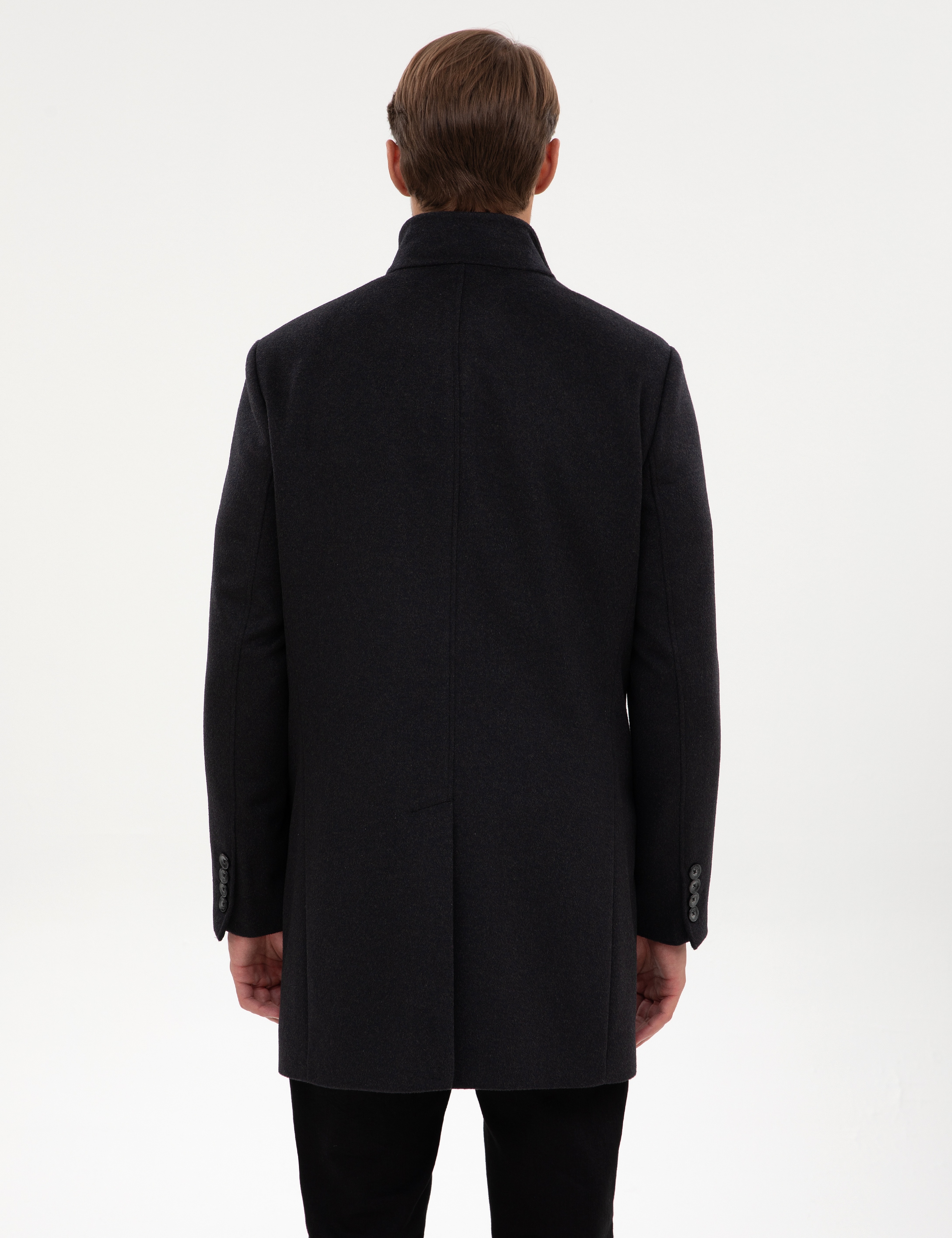 Antrasit Slim Fit Yün Karışımlı Palto