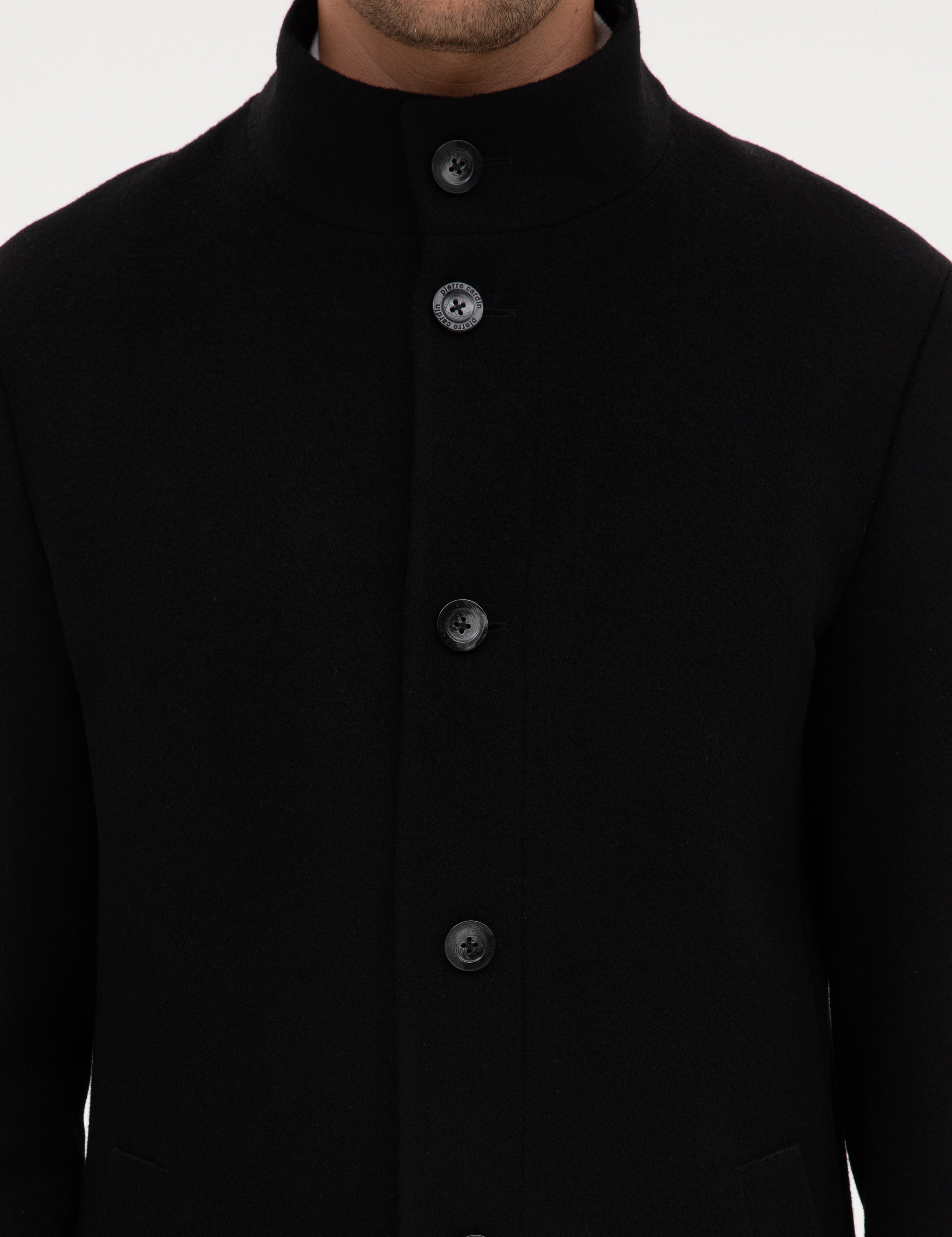 Siyah Slim Fit Yün Karışımlı Palto - Image 7