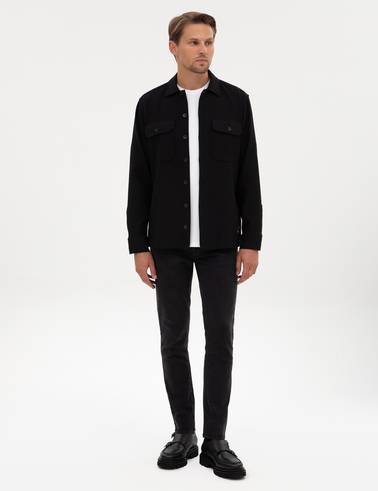 Siyah Comfort Fit Uzun Kollu Gömlek Ceket