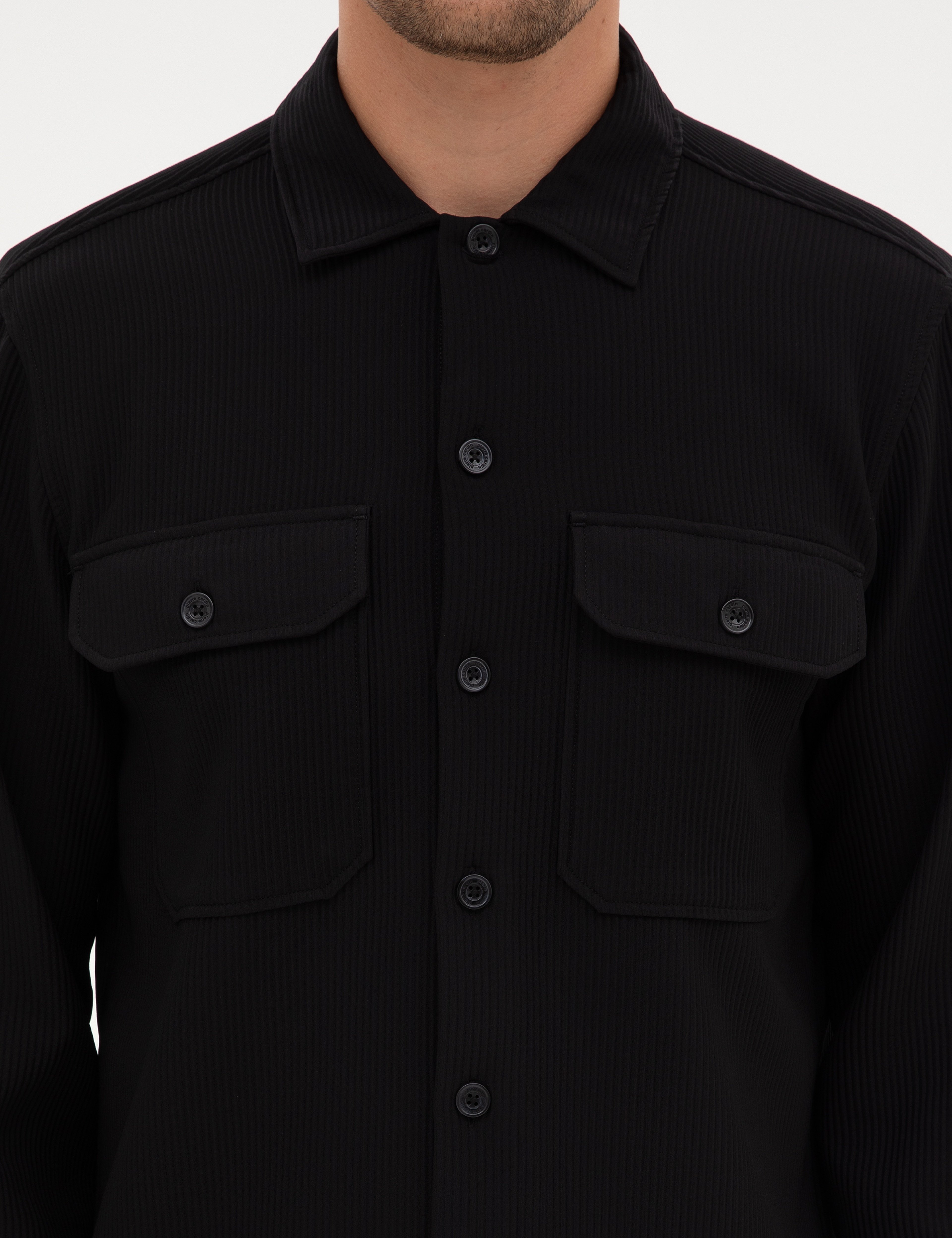 Siyah Comfort Fit Uzun Kollu Gömlek Ceket